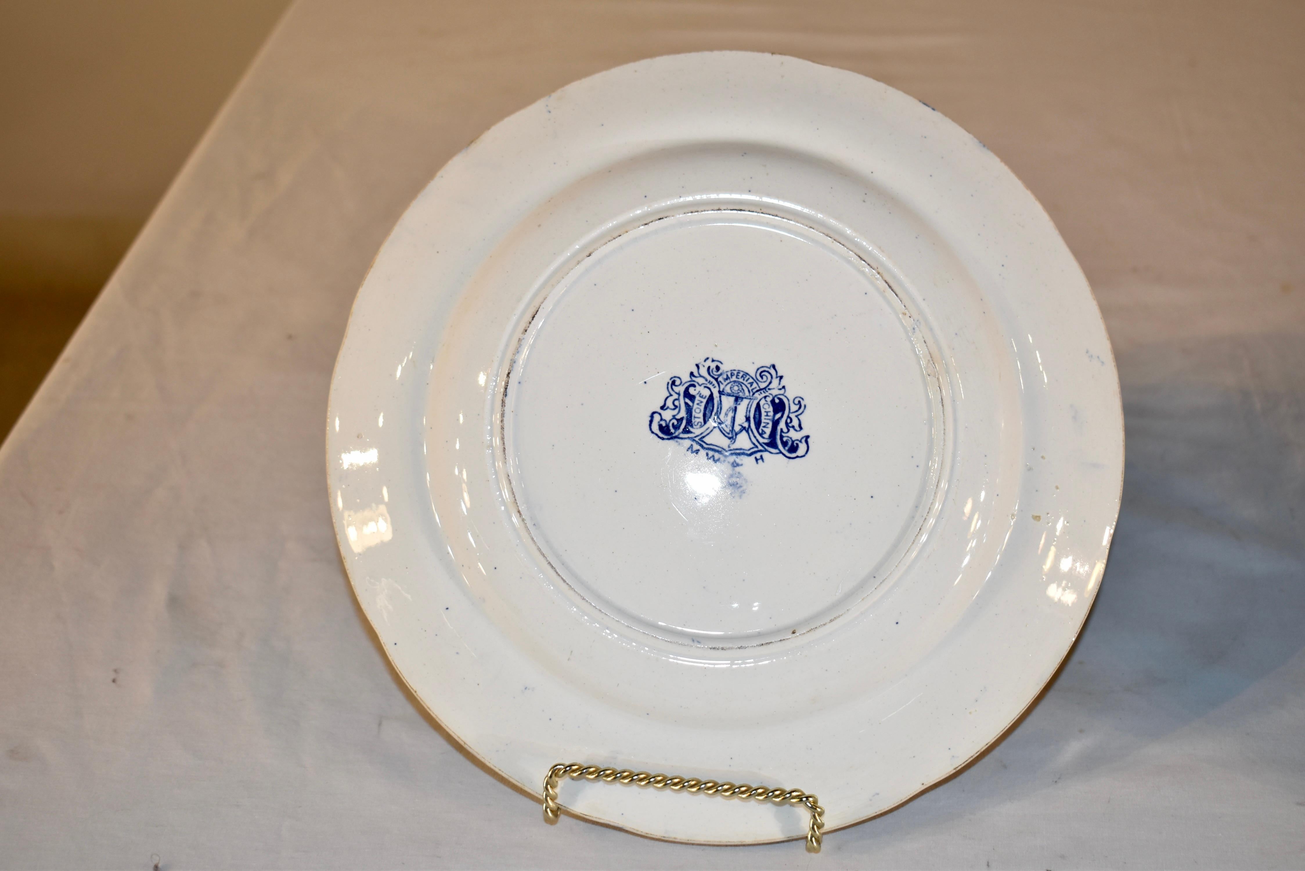 Pareja de platos de sauce azul del siglo XIX Cerámico en venta