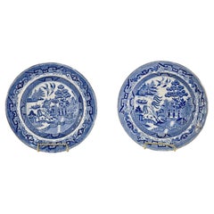 Pair of 19th Century Blue Willow Plates
