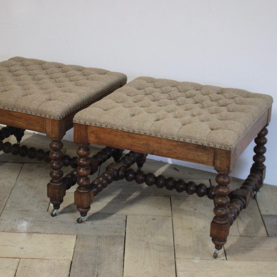 Pair of 19th Century Bobbin Turned Country House Stools 5