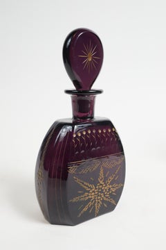 Pair of 19th Century Bohemian Glass Etched Decanters