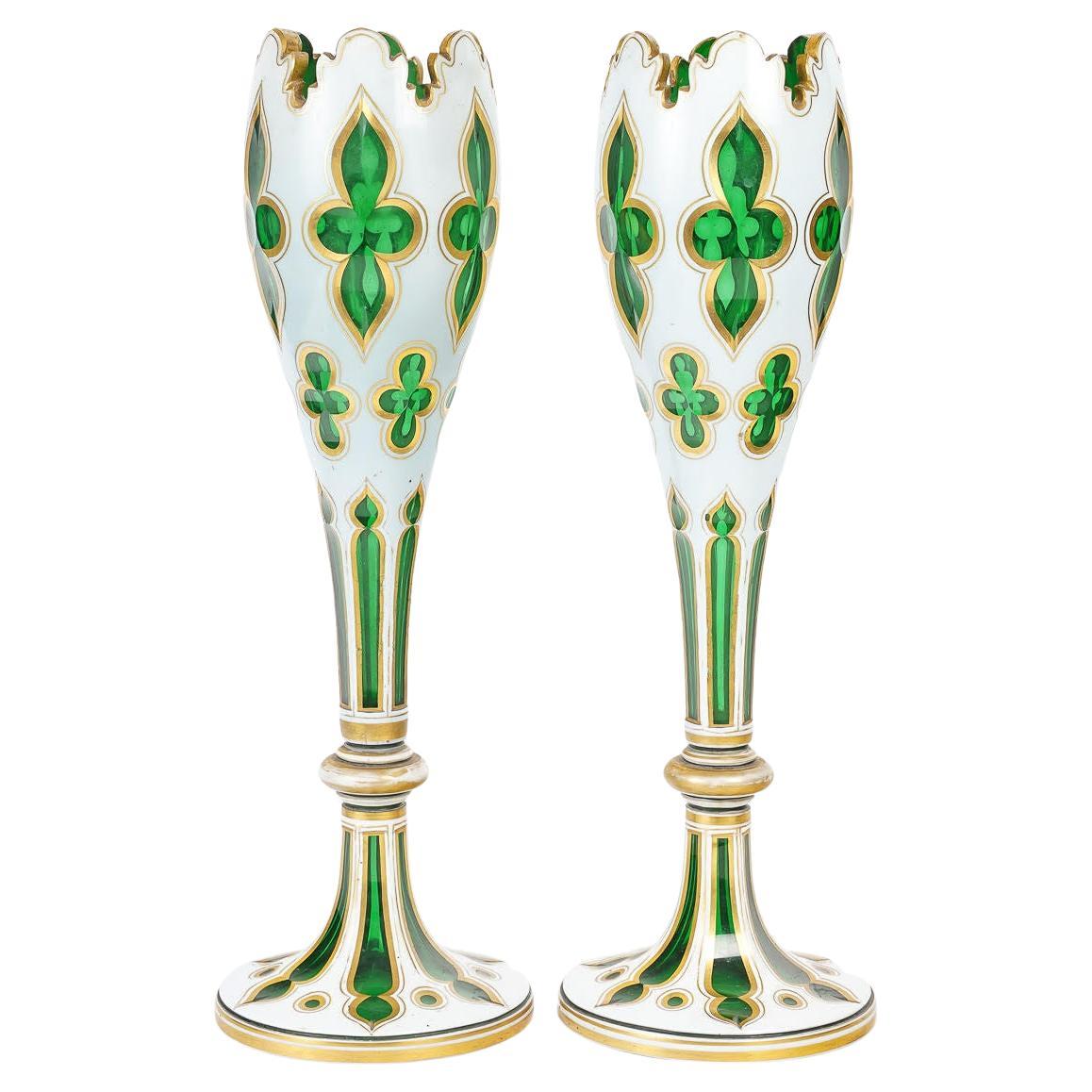 Pair Of 19th Century Bohemian Cut Glass Decanters For Sale At 1stdibs