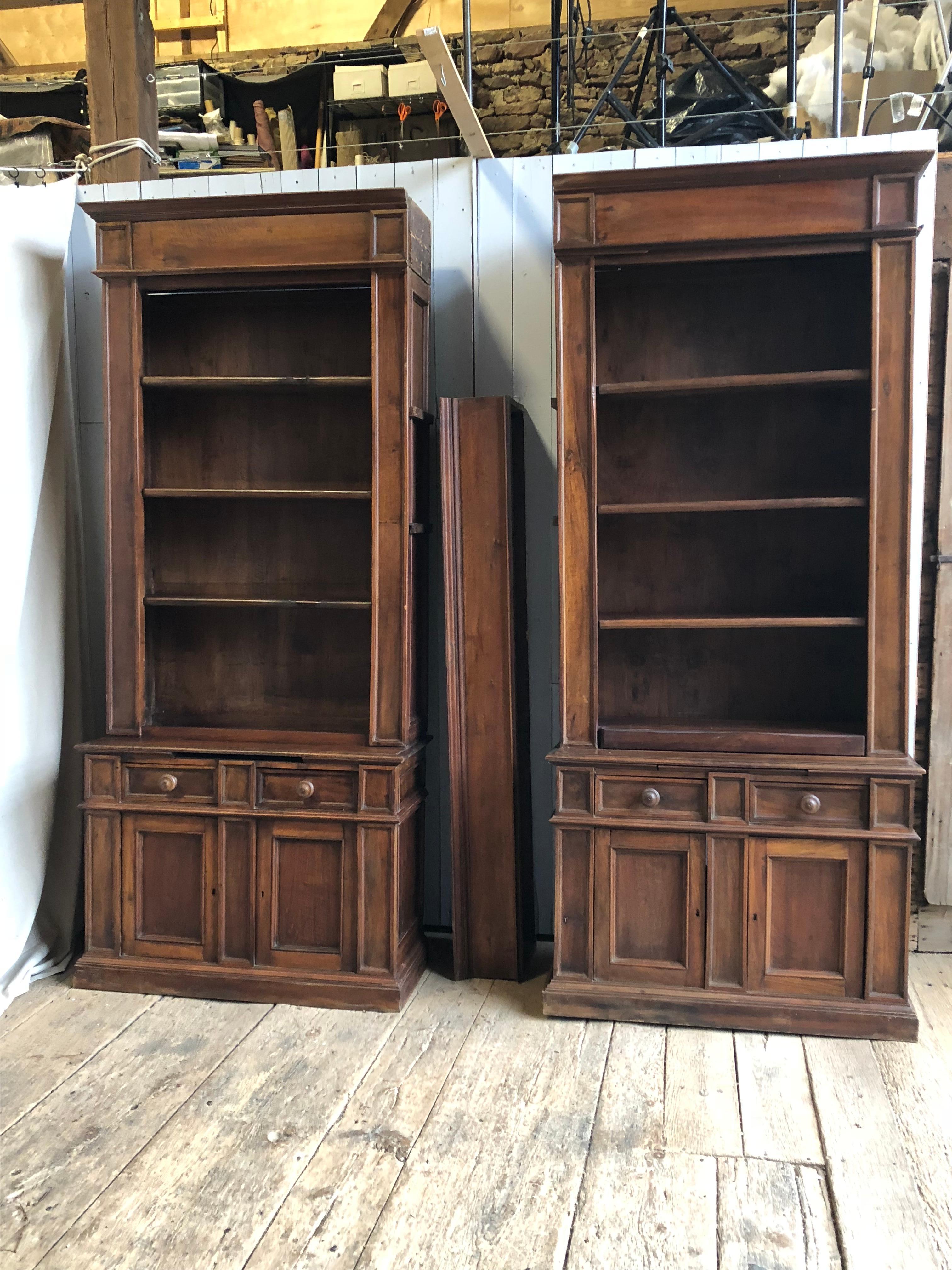 Napoleon III Pair of 19th Century Bookcase Cabinets with Center Shelves