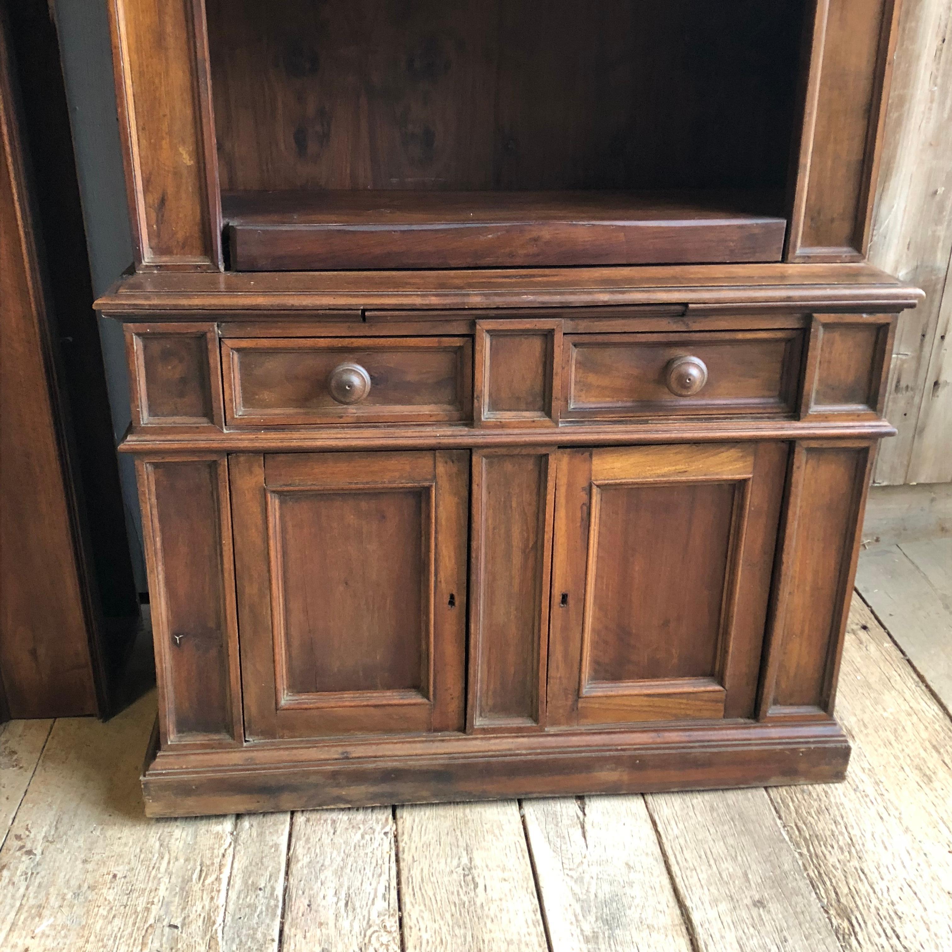 French Pair of 19th Century Bookcase Cabinets with Center Shelves