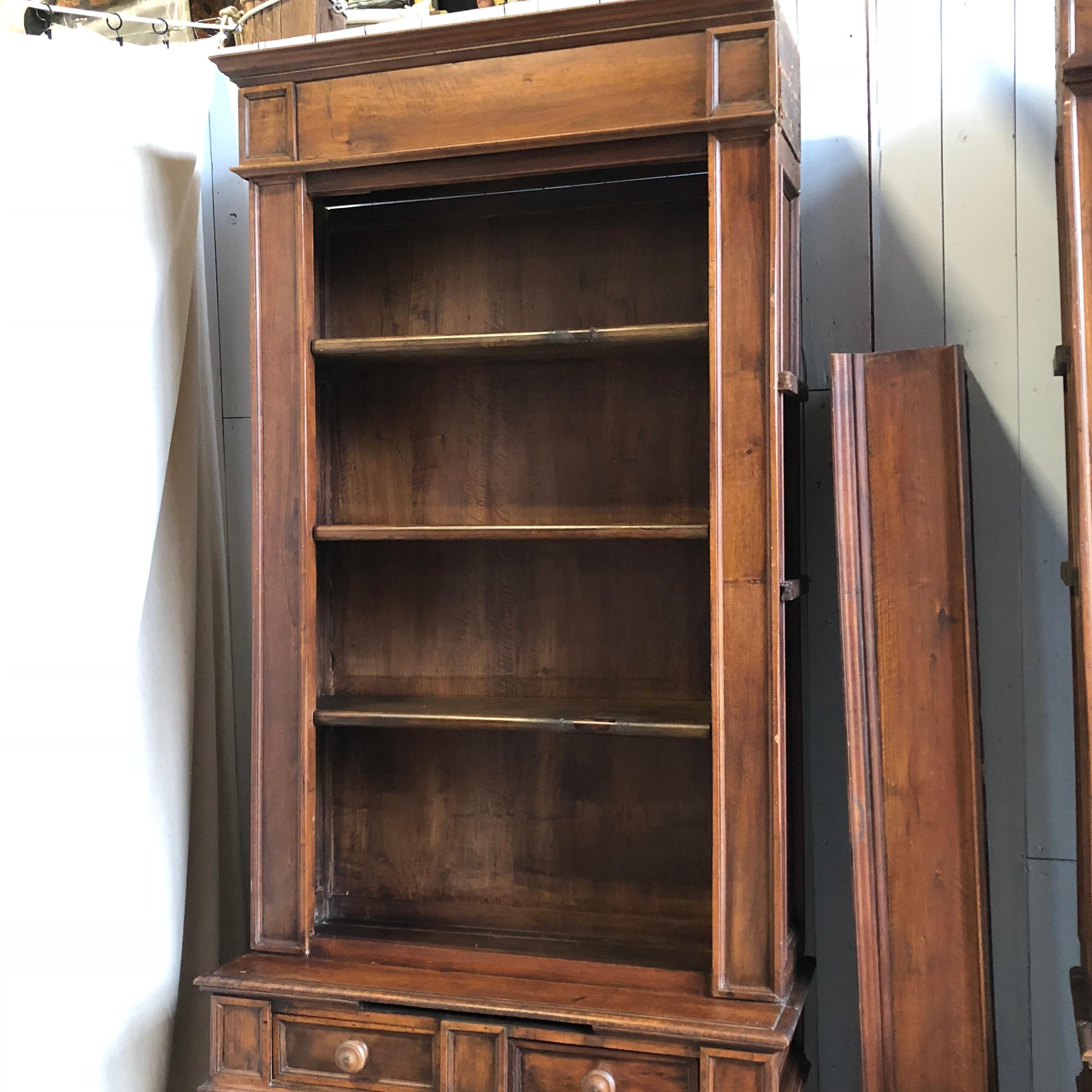 Pair of 19th Century Bookcase Cabinets with Center Shelves 1