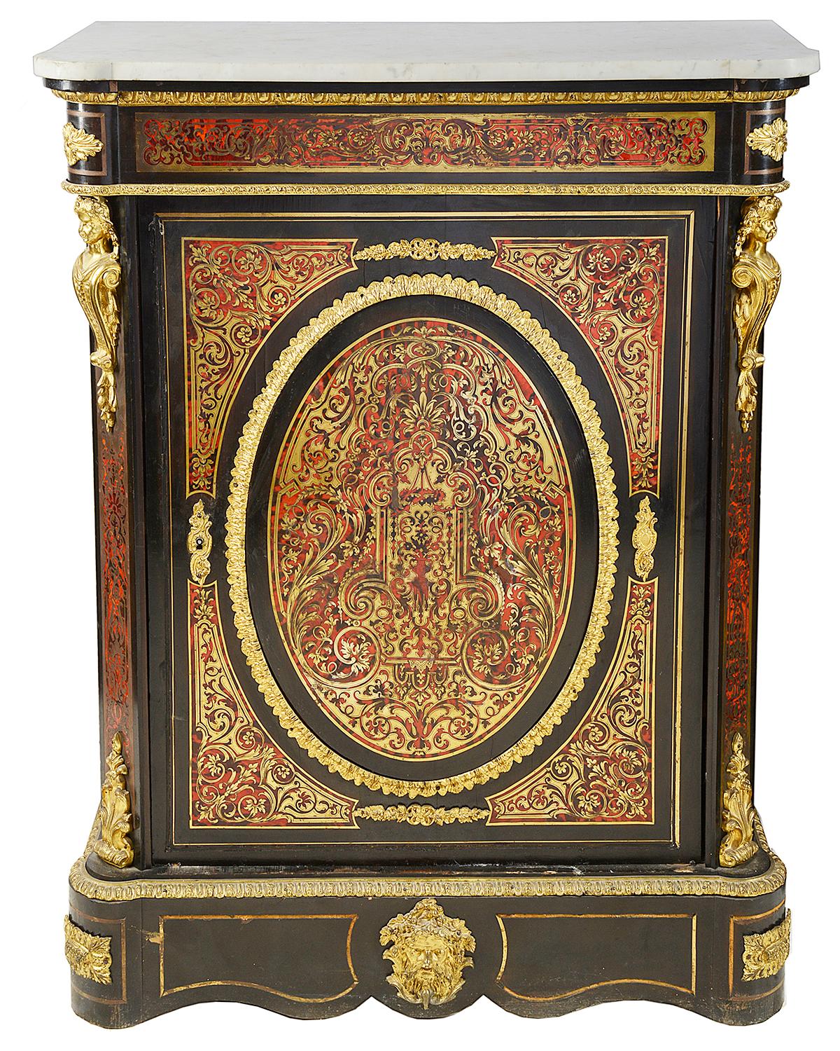 Louis XVI Pair of 19th Century Boulle Pier cabinets