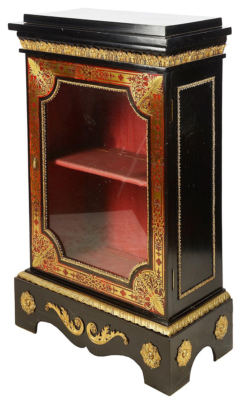 Louis XVI Pair of 19th Century Boulle Pier Cabinets For Sale