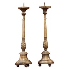 Antique Pair of 19th Century Brass Altar Sticks