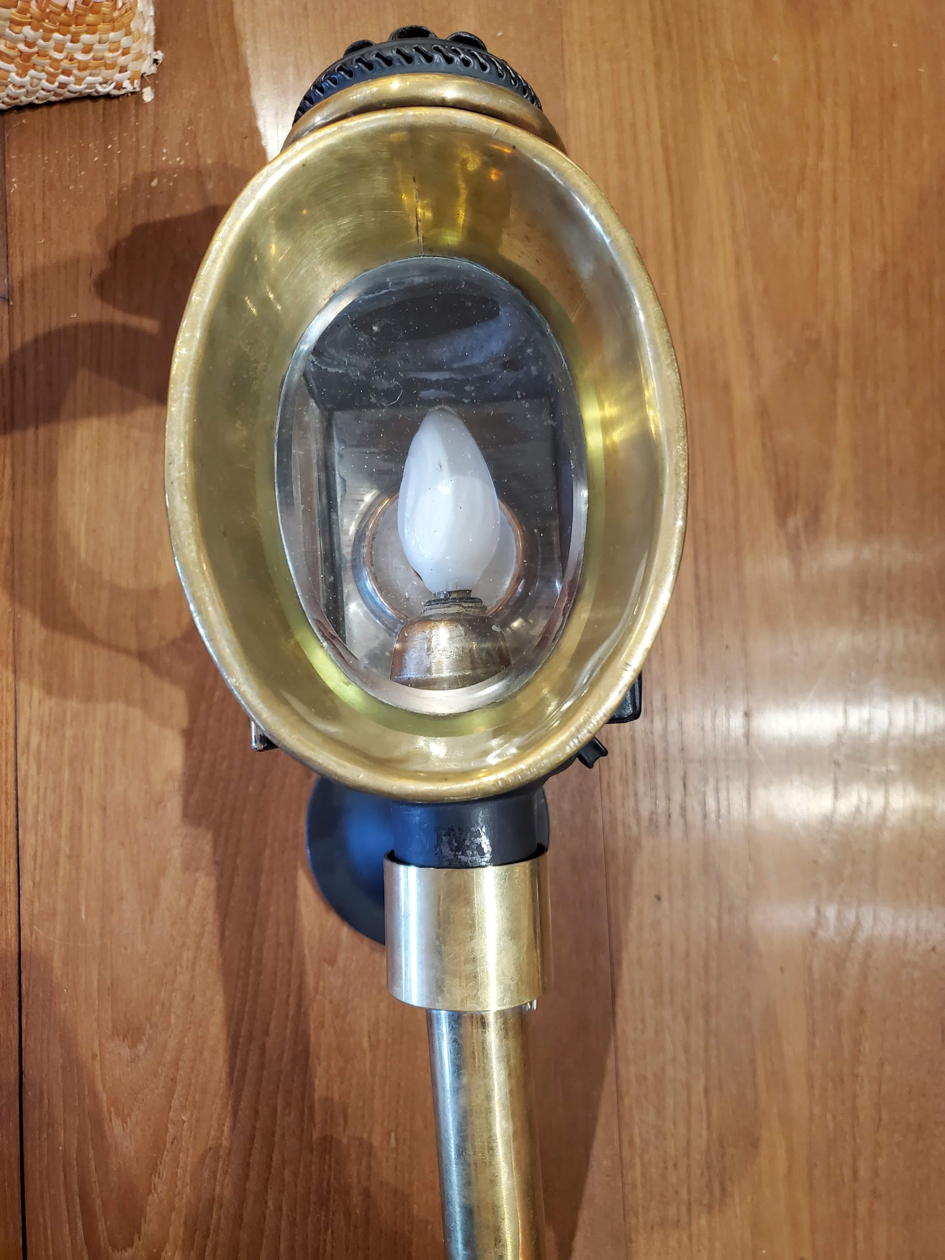 Pair of 19th Century Brass and Steel English Carriage Lamps In Good Condition In Middleburg, VA