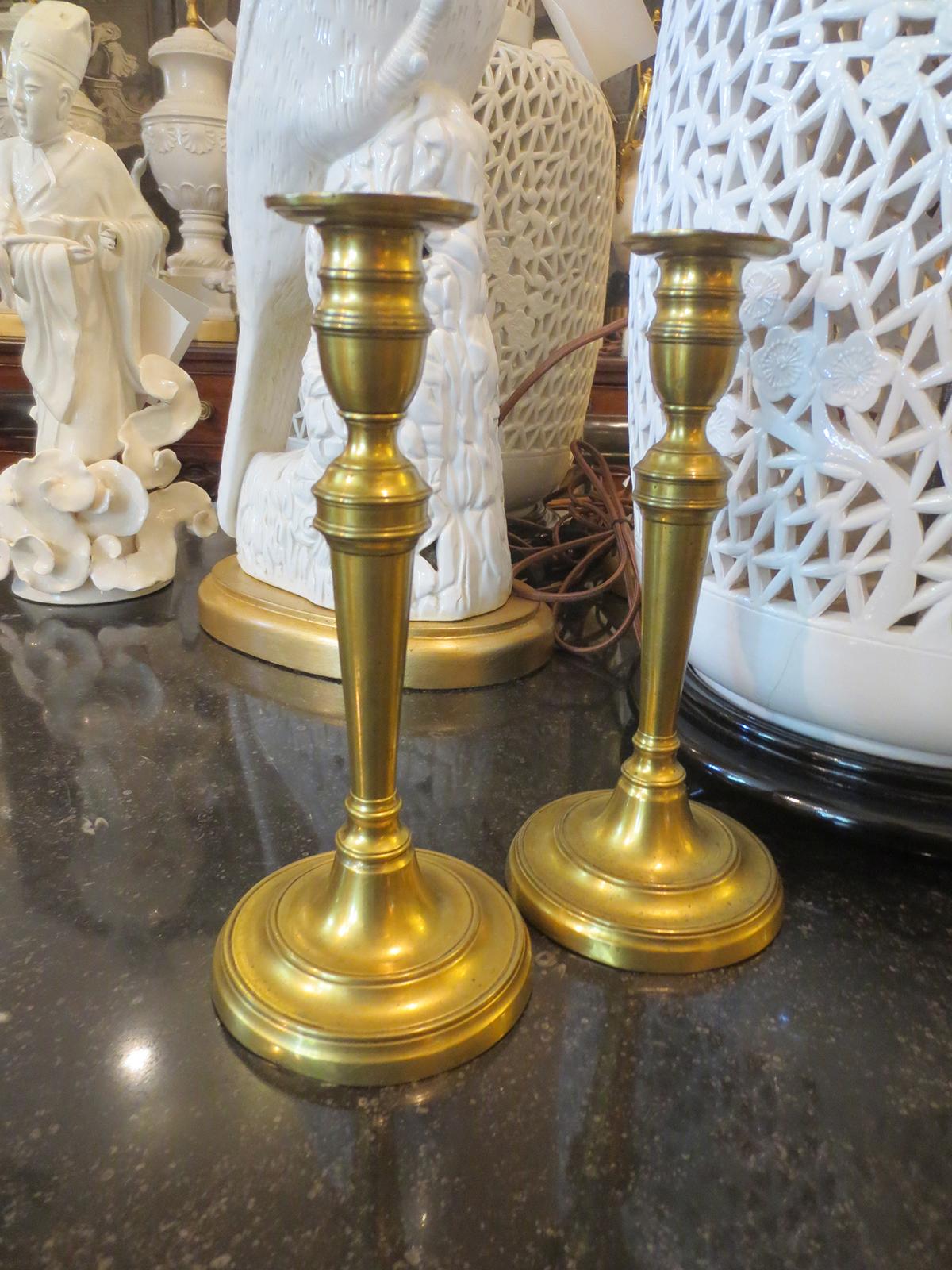 Pair of 19th century brass candlesticks.