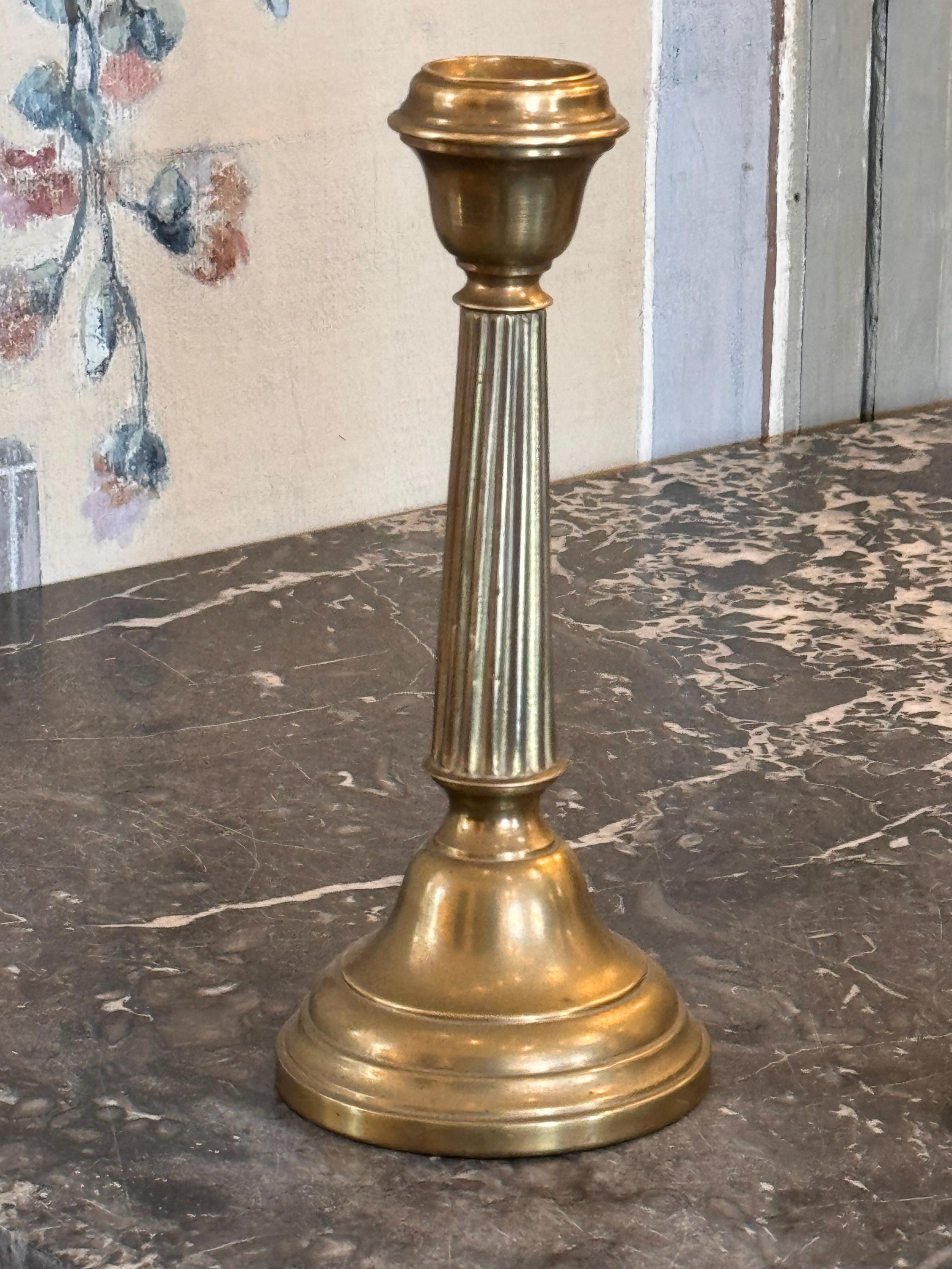 British Pair of 19th Century Brass Candlesticks For Sale