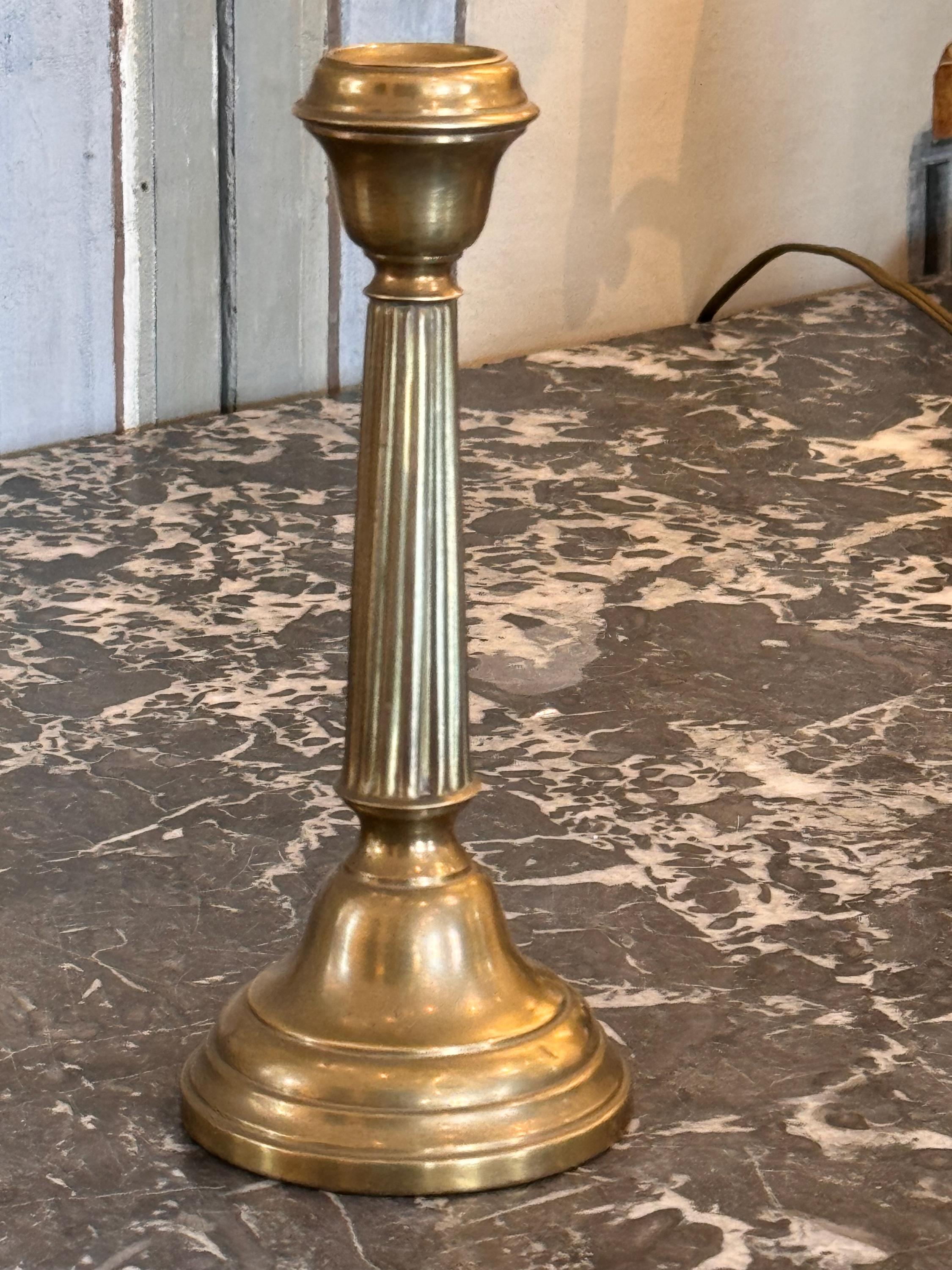 Pair of 19th Century Brass Candlesticks In Good Condition For Sale In Charlottesville, VA