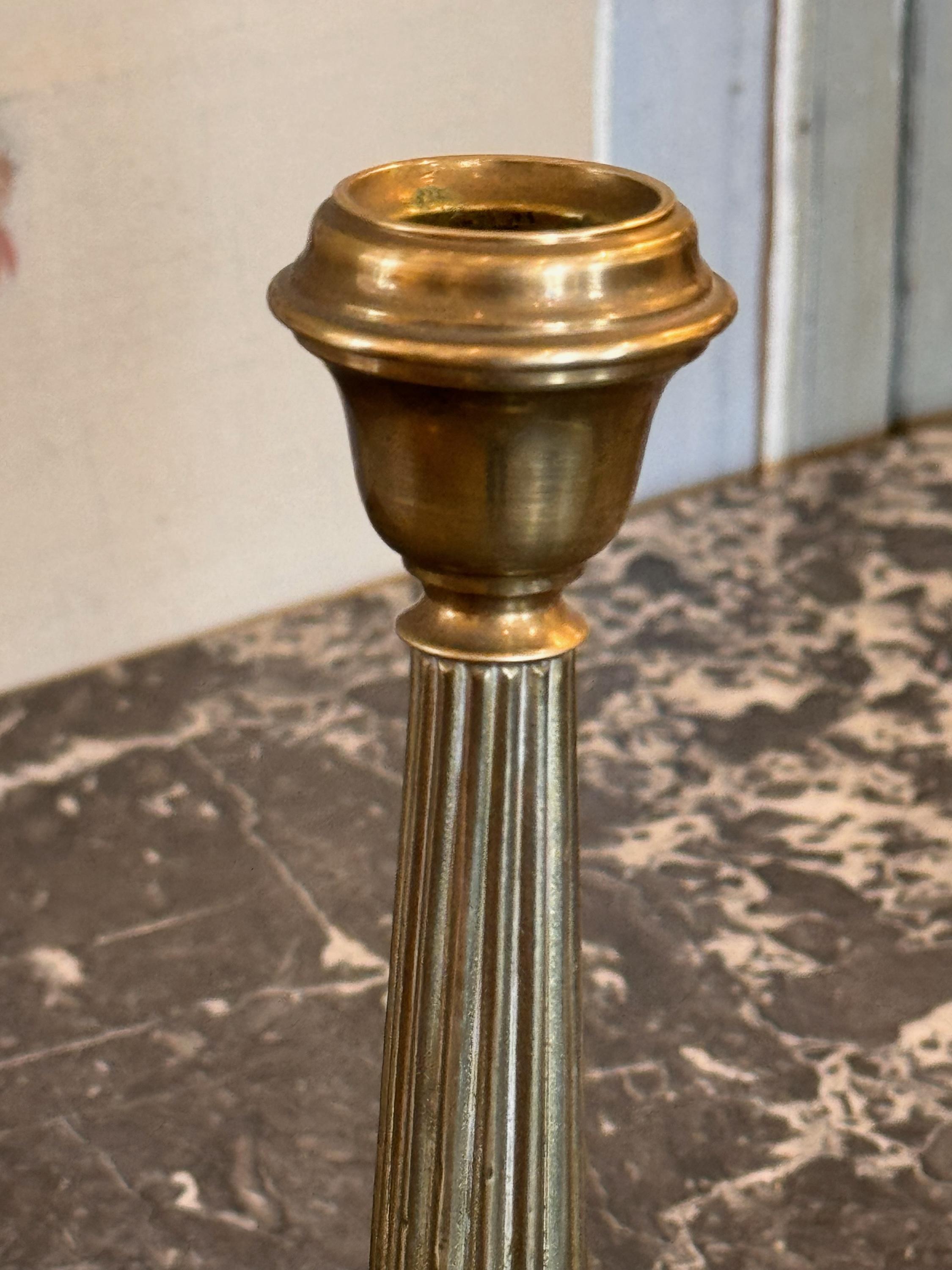 Pair of 19th Century Brass Candlesticks For Sale 2