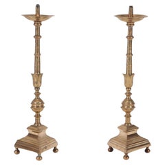 Pair of 19th Century Brass Candle Prickets