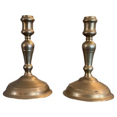 Antique Pair of 19th Century Brass Candlesticks