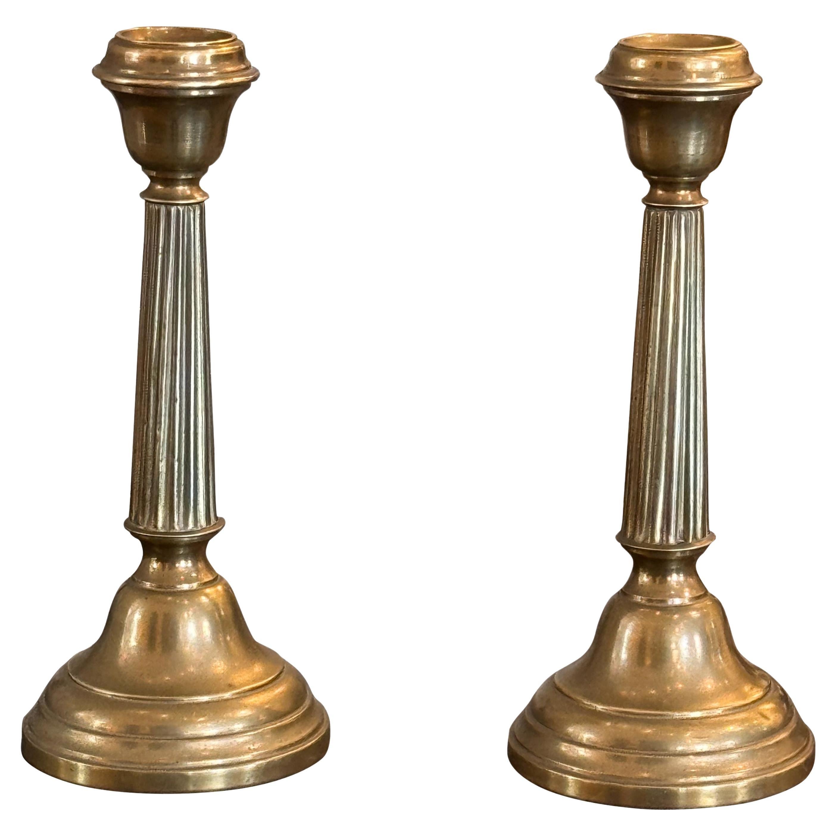 Pair of 19th Century Brass Candlesticks For Sale