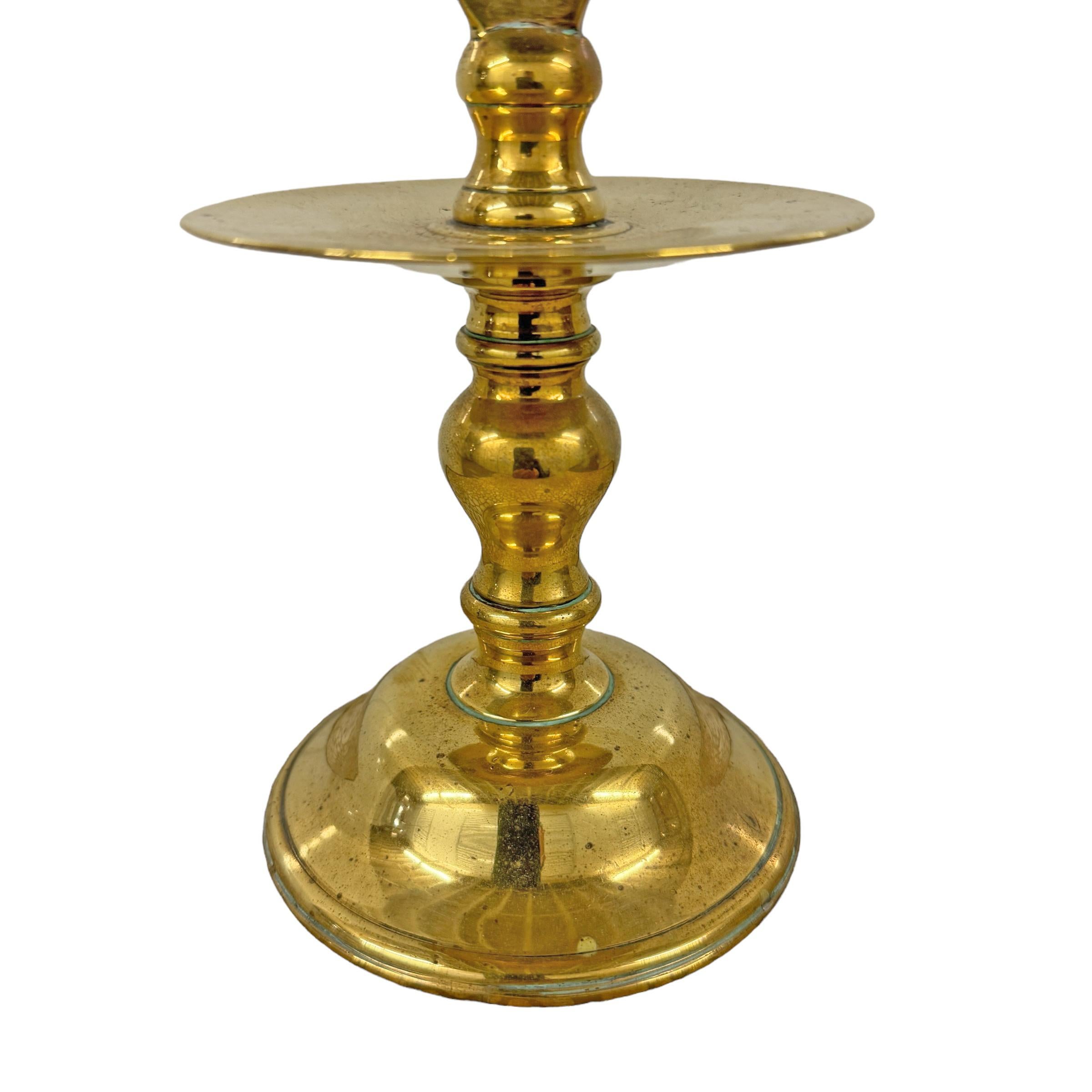 Pair of 19th Century Brass Candlesticks with Bells For Sale 5