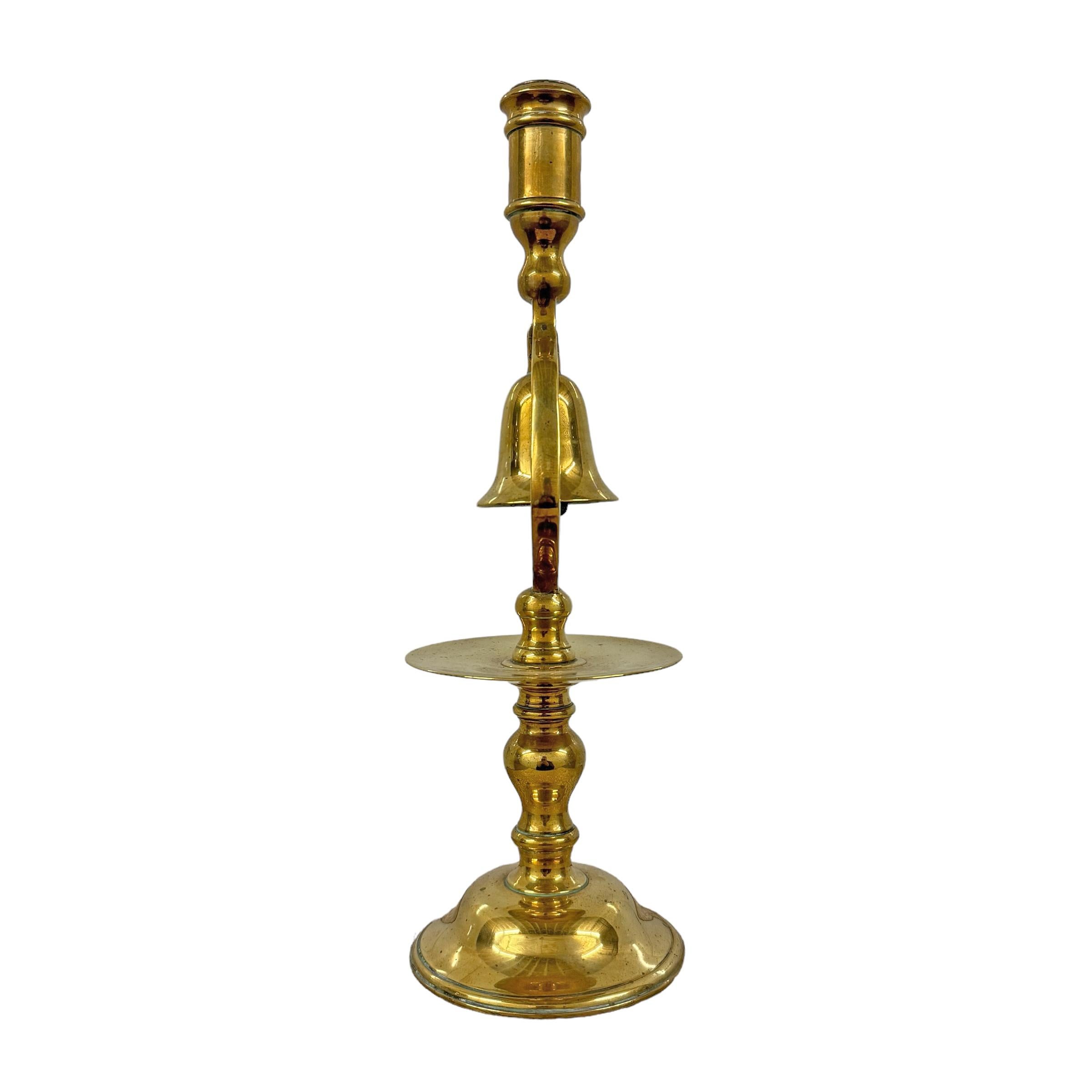 Pair of 19th Century Brass Candlesticks with Bells In Good Condition In Chicago, IL