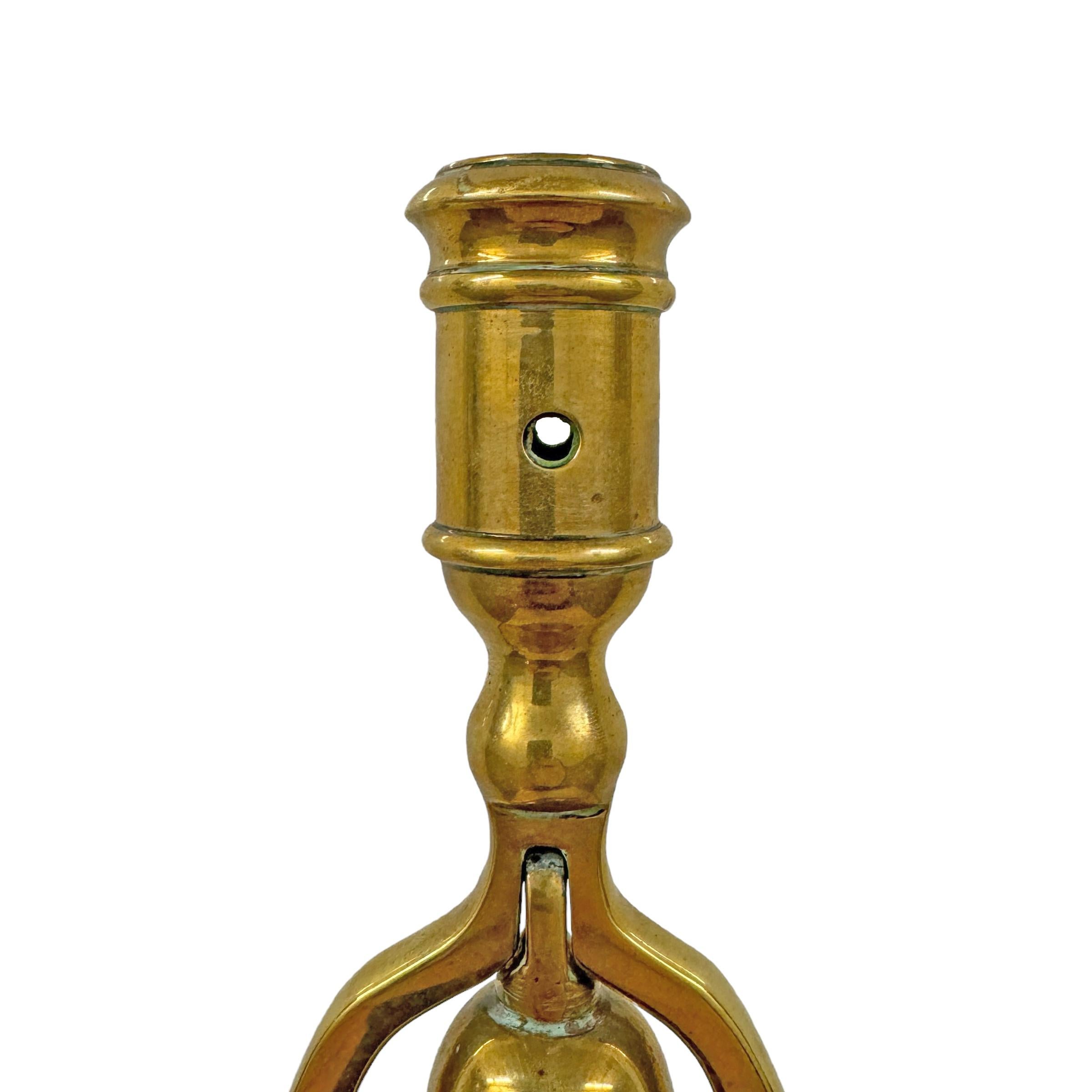 Pair of 19th Century Brass Candlesticks with Bells 4