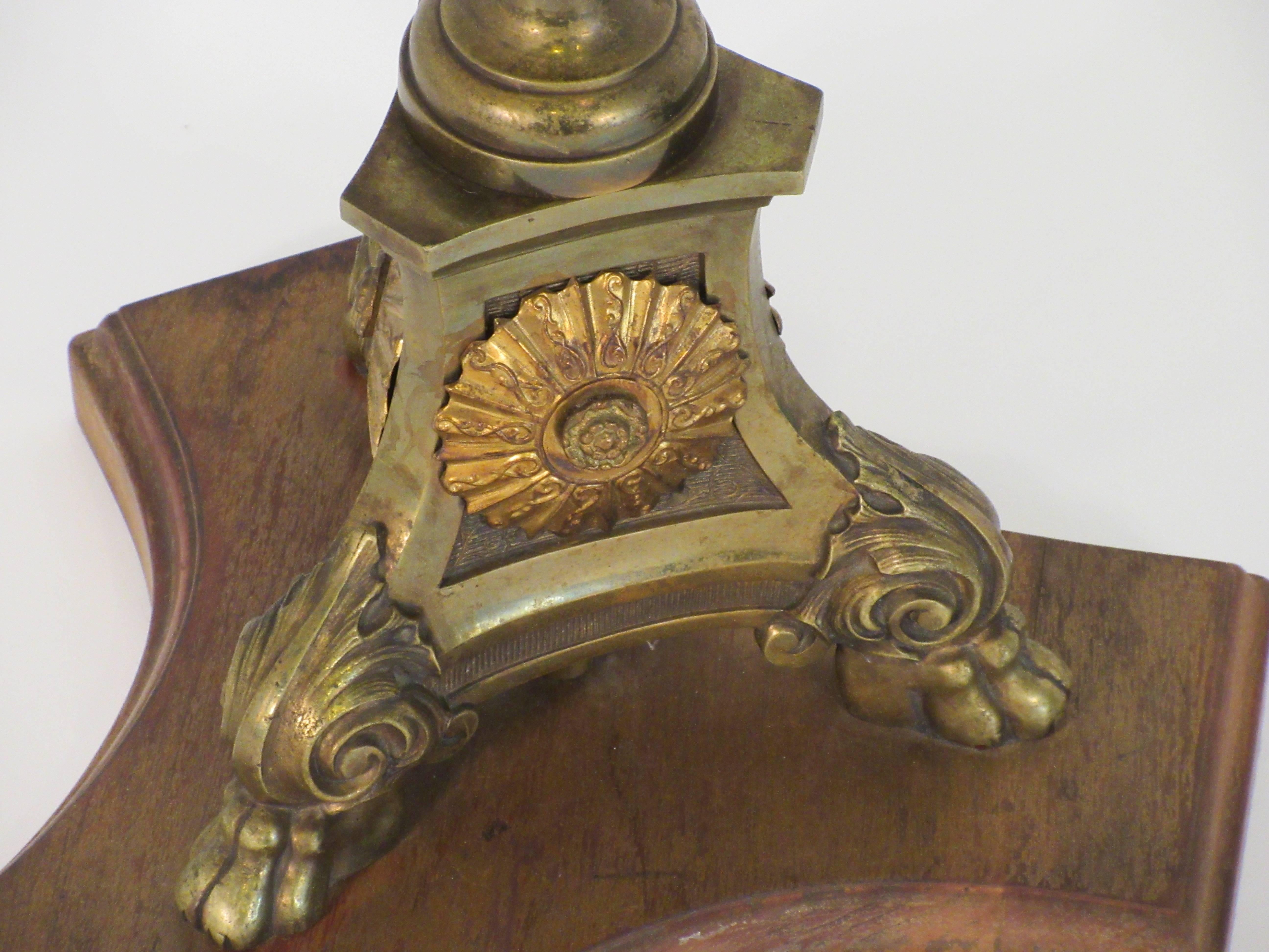 Pair of 19th Century Brass Church Candlestick Side Tables with Glass Tops 6