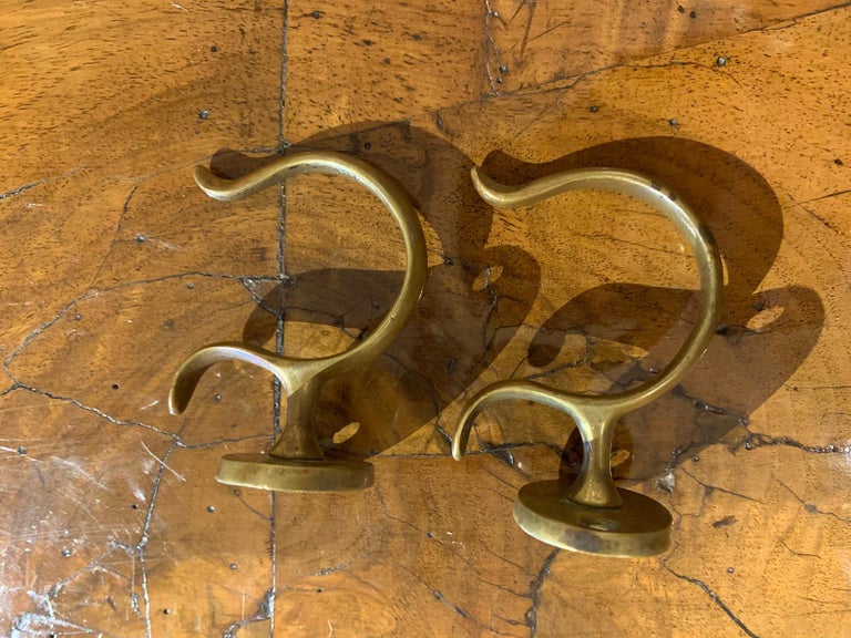 Pair of 19th Century Brass Fireplace Jamb Hooks at 1stDibs