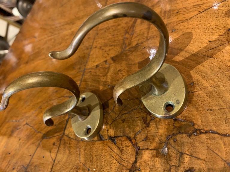 Pair of 19th Century Brass Fireplace Jamb Hooks at 1stDibs