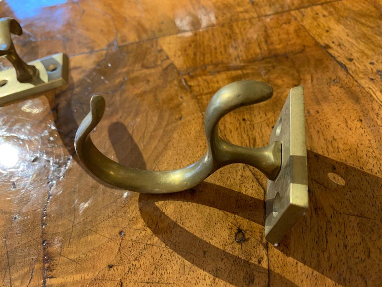 Pair of 19th Century Brass Fireplace Jamb Hooks at 1stDibs