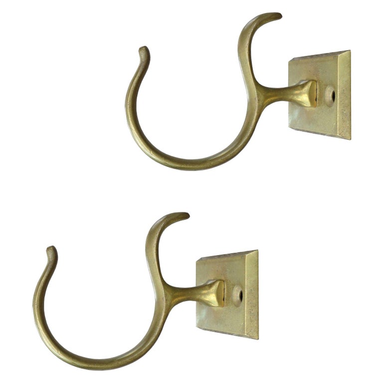 Pair of 19th Century Brass Fireplace Jamb Hooks at 1stDibs