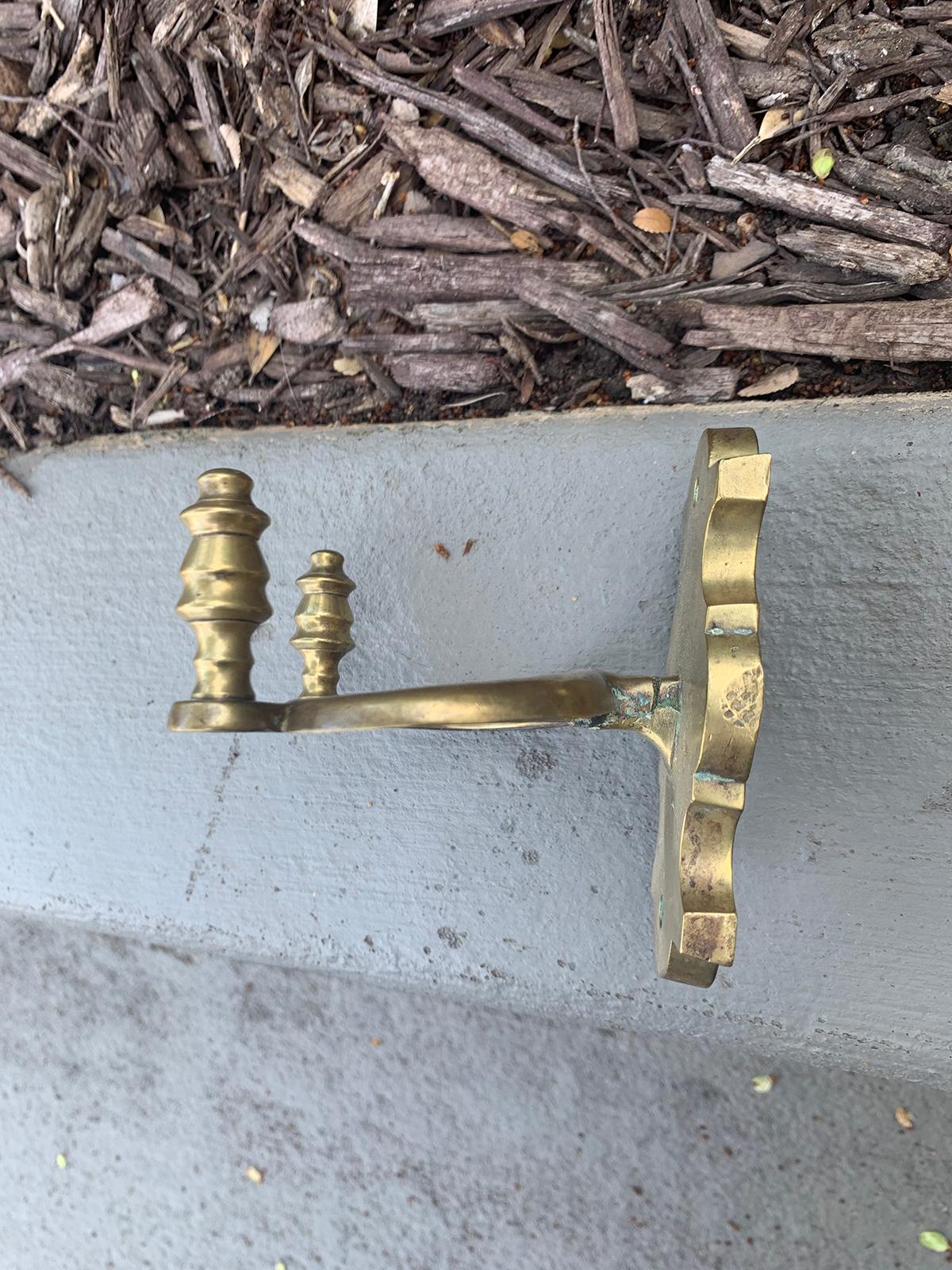 Pair of 19th Century Brass Jamb Hooks In Good Condition For Sale In Atlanta, GA