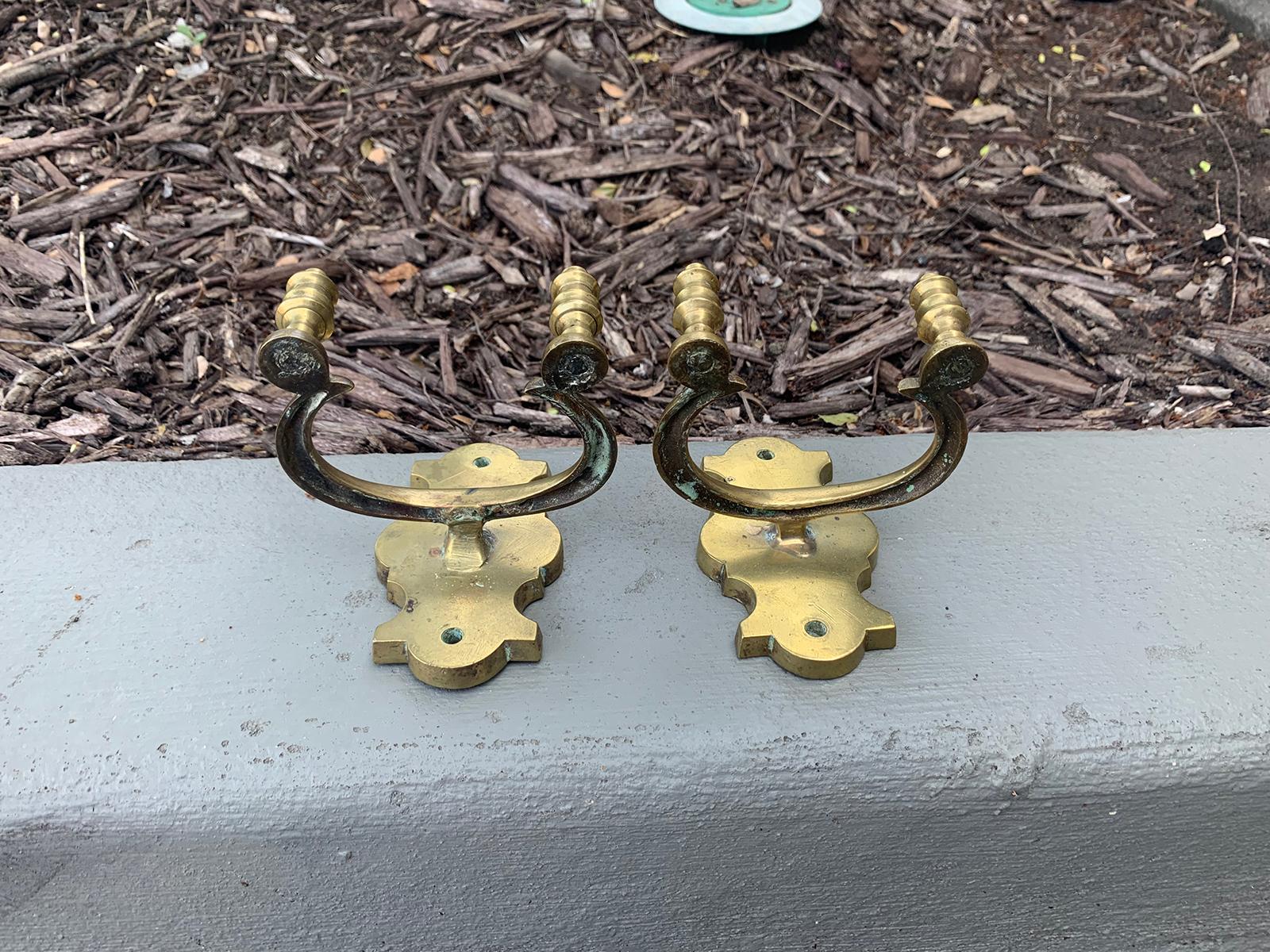 Pair of 19th Century Brass Jamb Hooks For Sale 2