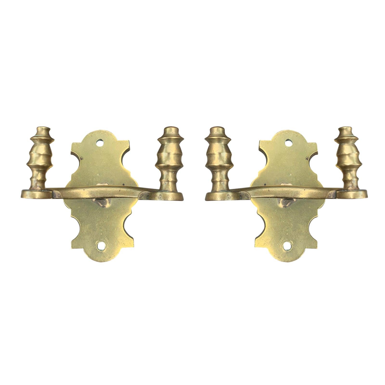 Pair of 19th Century Brass Jamb Hooks For Sale