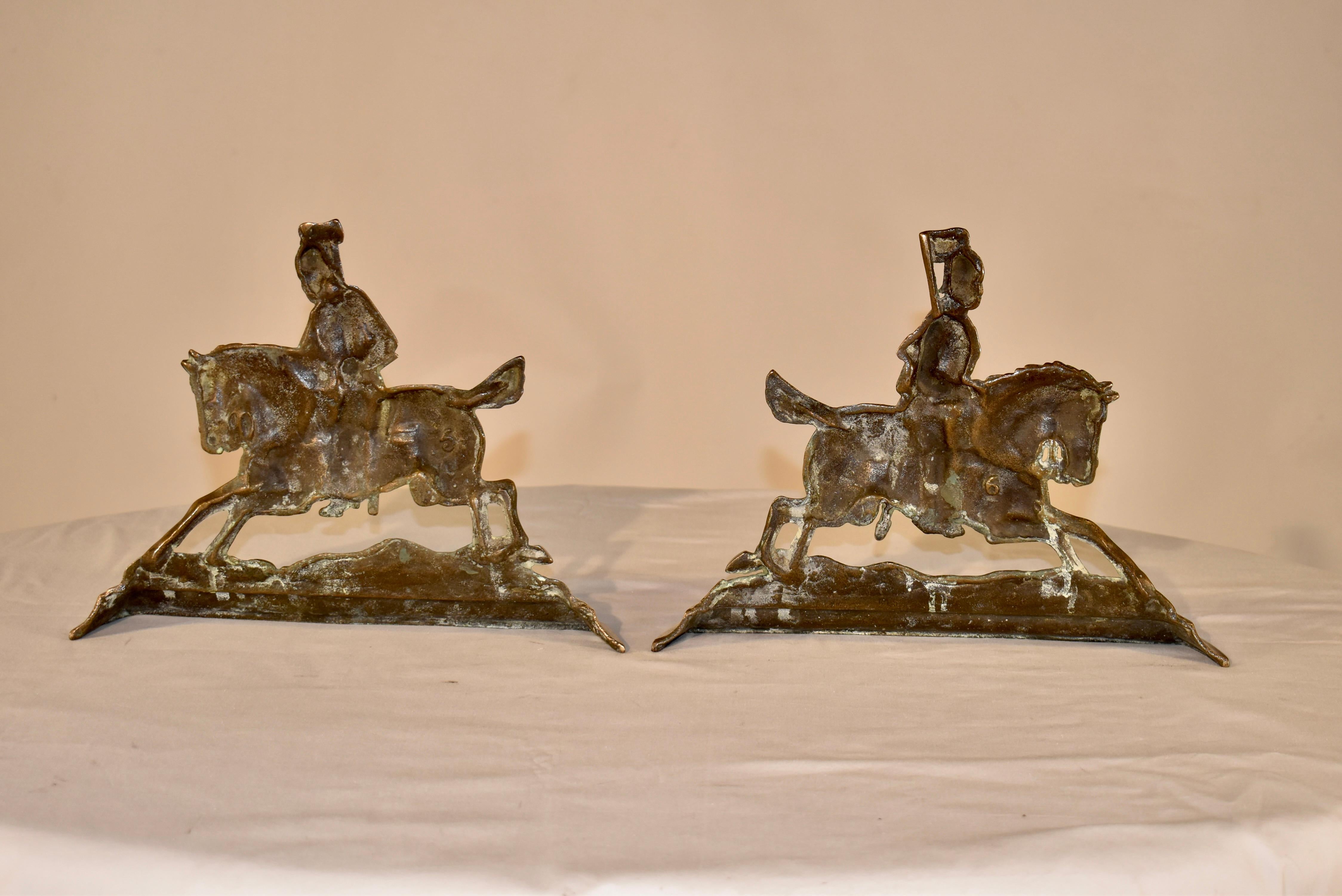 Pair of 19th Century Brass Mantle Decorations In Good Condition For Sale In High Point, NC