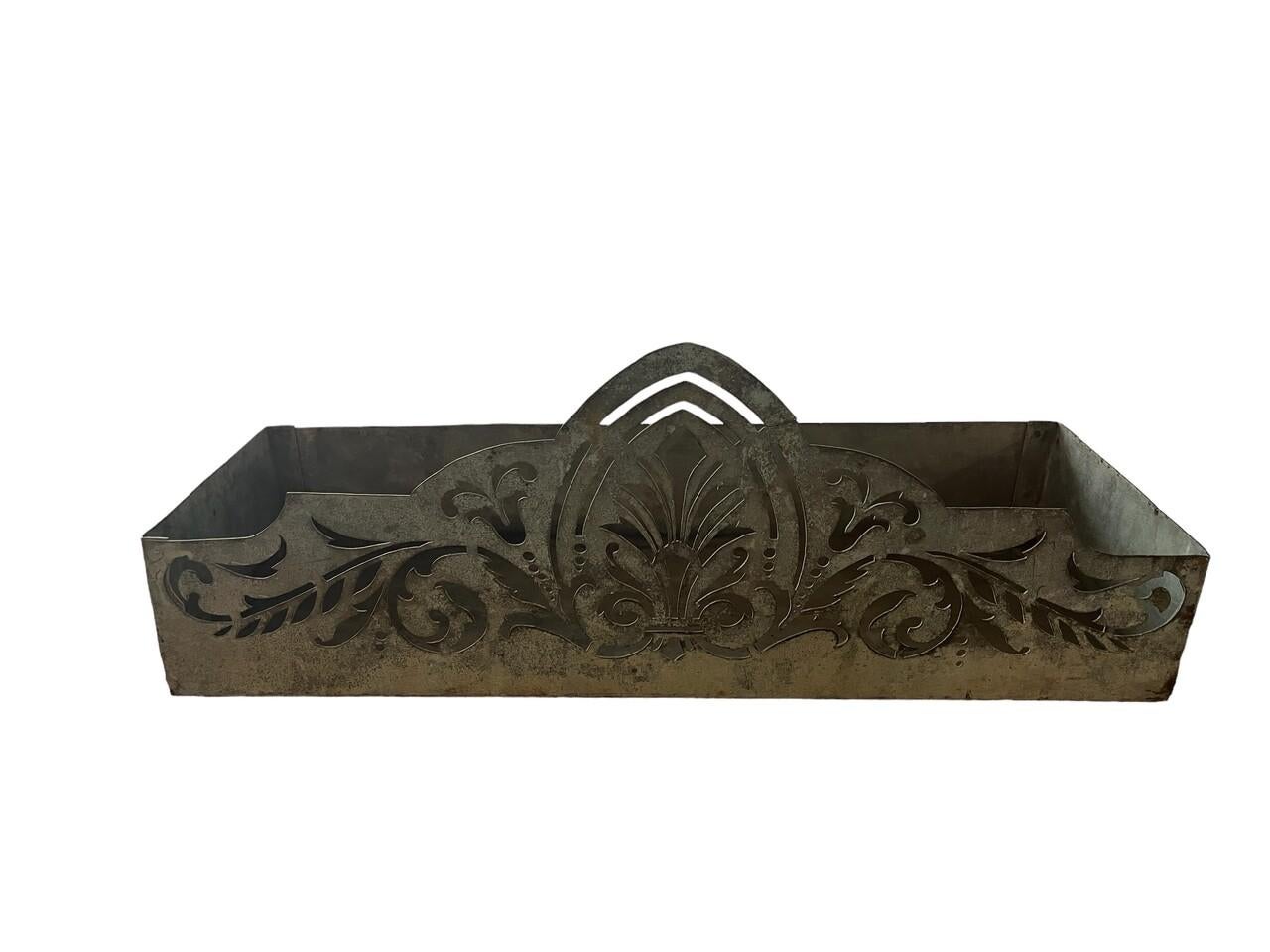 Elevate your space with these exquisite 19th-century brass planters, meticulously crafted and adorned with intricate hand-cut designs. Rescued from a historic church in Waterloo, Belgium, they carry the weight of centuries past, with timeless