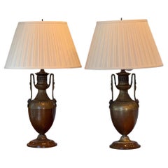 Pair of 19th Century Brass Urn Lamps