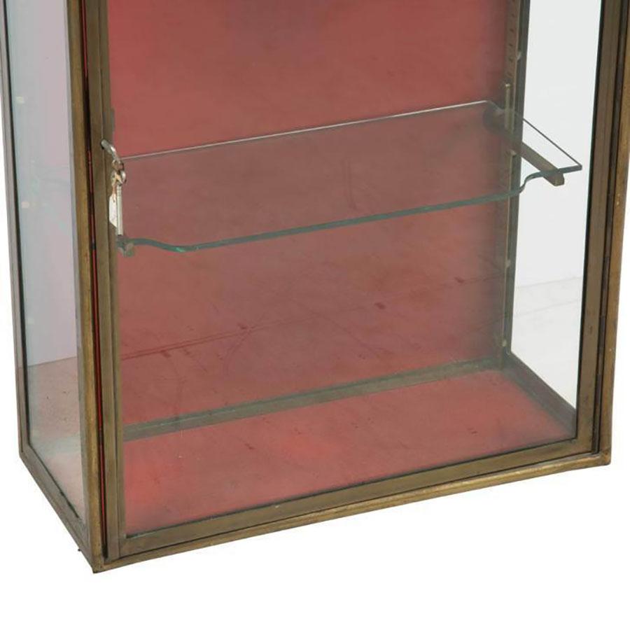 French Pair of 19th Century Brass Wall Hanging Vitrines