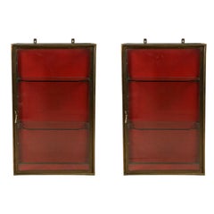 Pair of 19th Century Brass Wall Hanging Vitrines