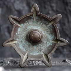 Pair of 19th Century Bronze and Brass Stamped Indian Temple Oil Burning Lamps