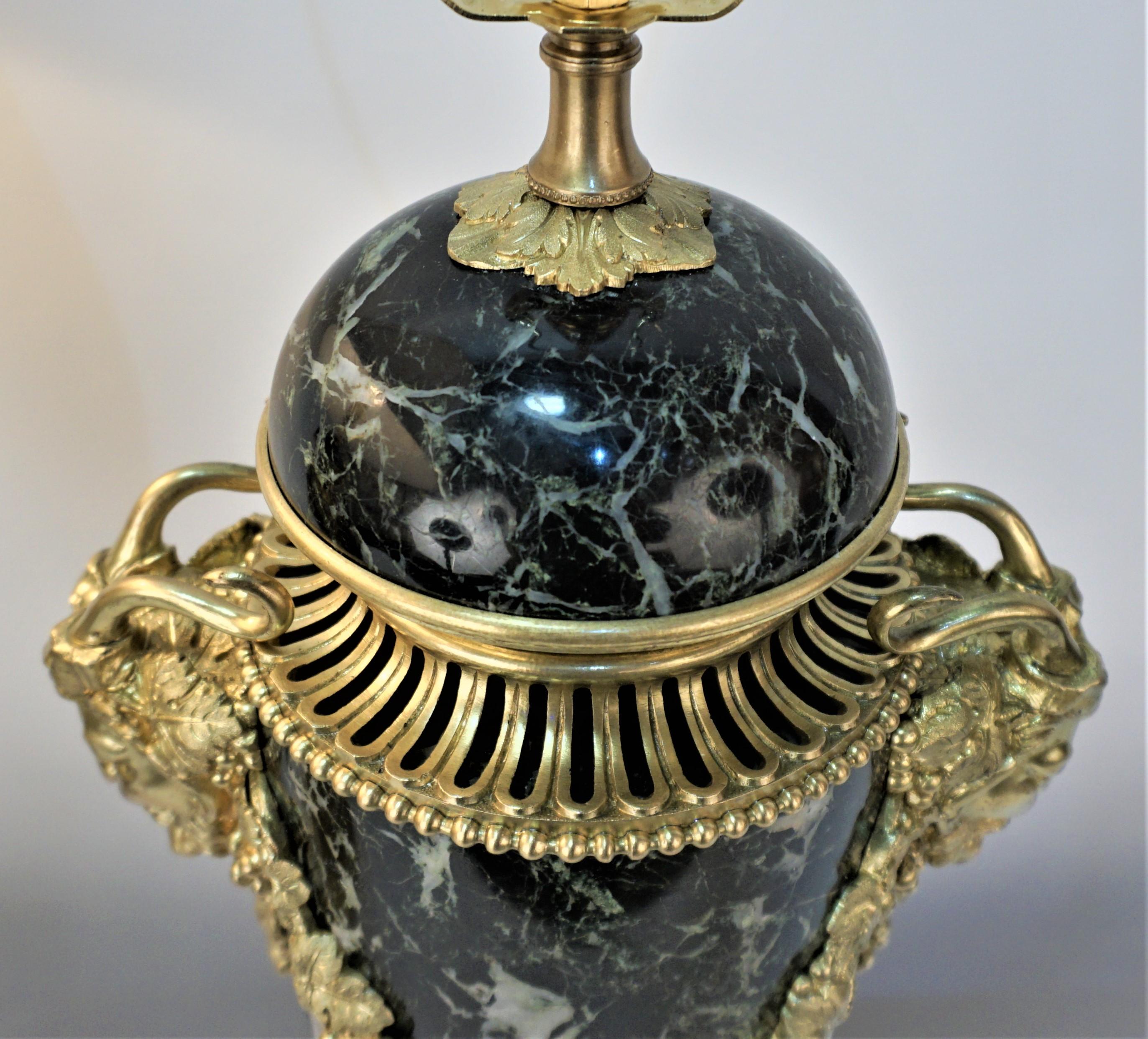 Pair of 19th Century Bronze and Marble Urn Table Lamps In Good Condition In Fairfax, VA