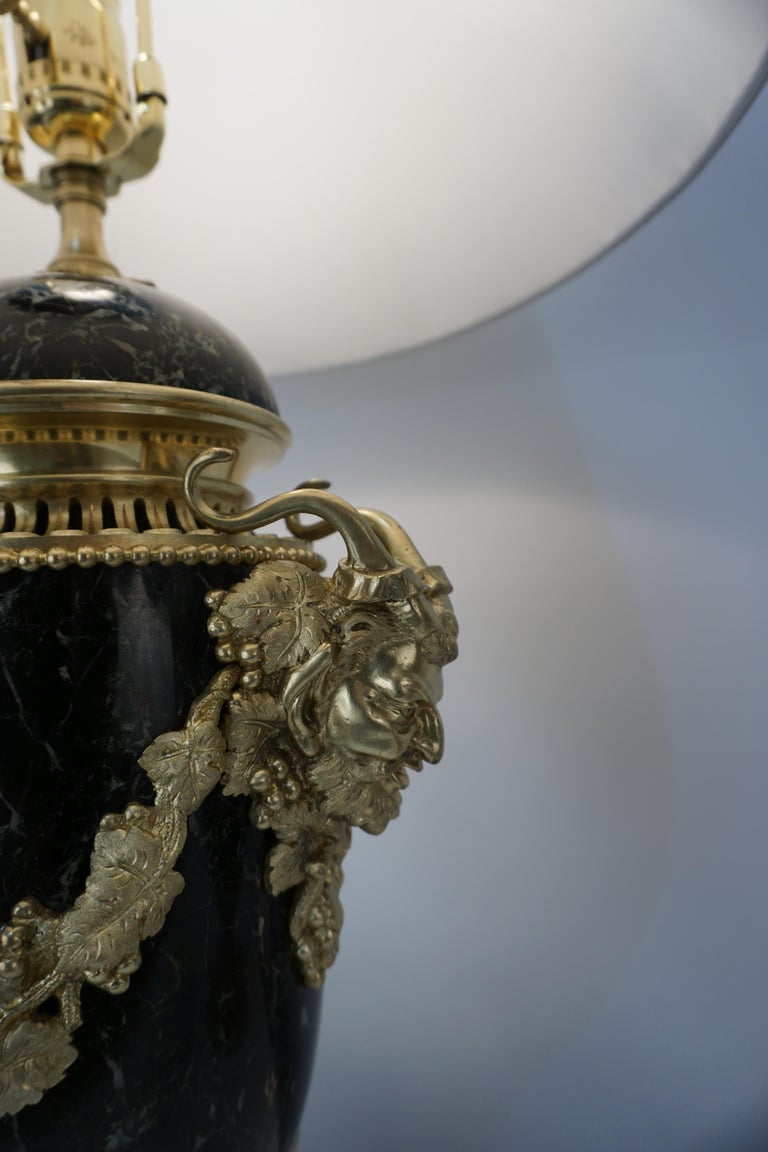 Pair of 19th Century Bronze and Marble Urn Table Lamps For Sale 2