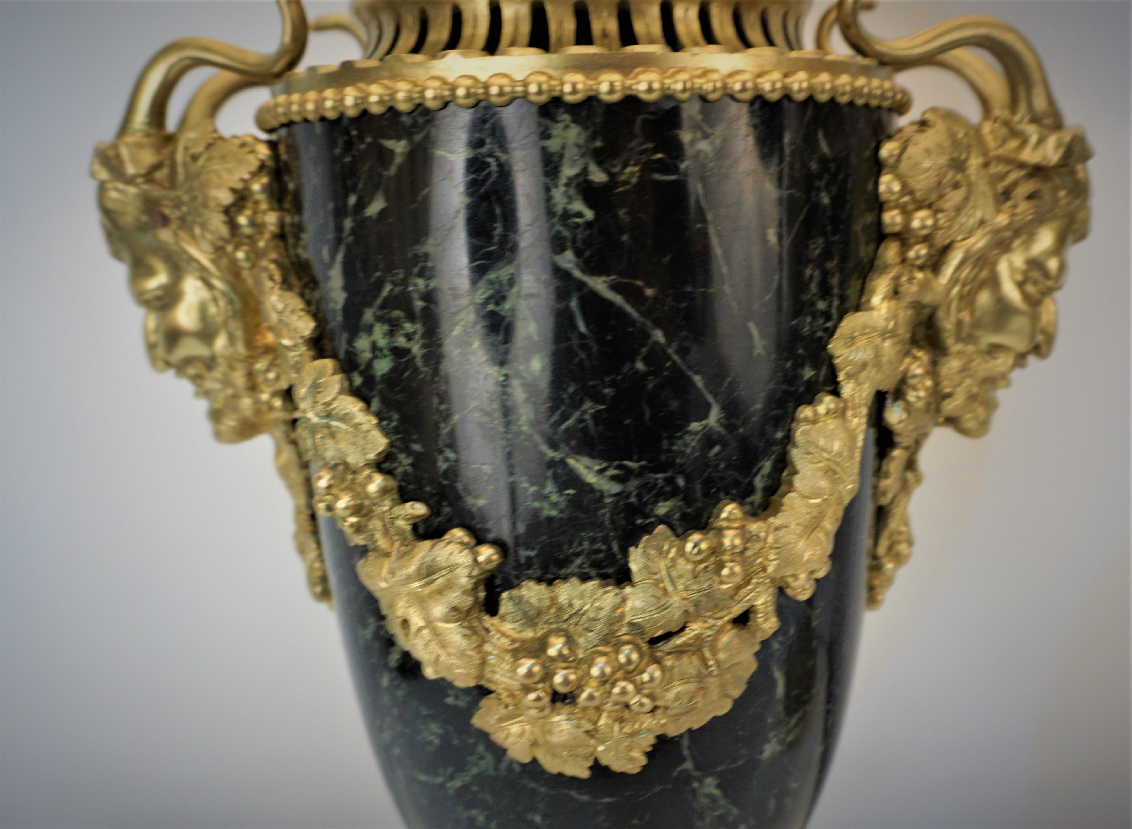Pair of 19th Century Bronze and Marble Urn Table Lamps 3