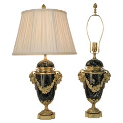 Pair of 19th Century Bronze and Marble Urn Table Lamps