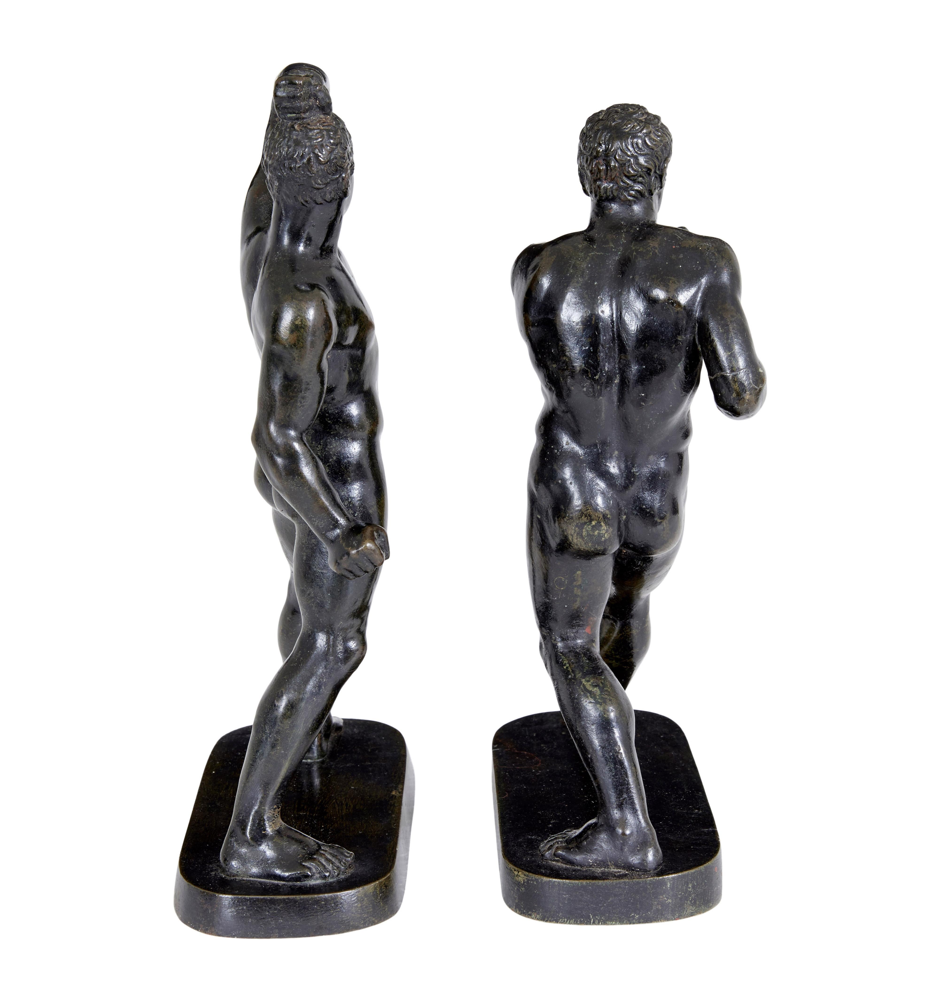 Italian Pair of 19th Century Bronze Athlete Figures After Canova