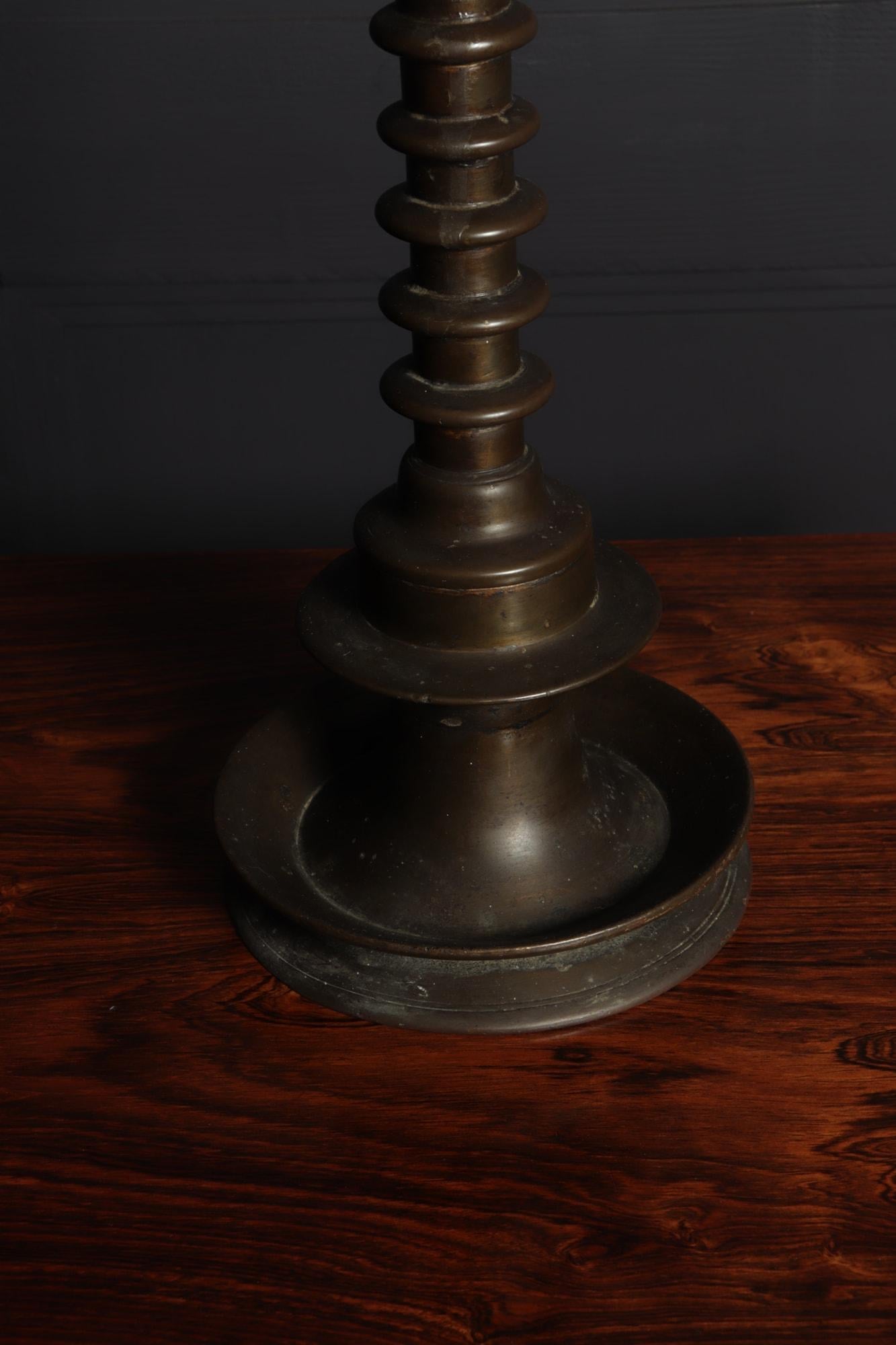 Pair of 19th Century Bronze Bobbin Candlesticks For Sale 5