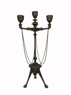Pair of 19th Century Bronze Candelabra Of Greco-Roman Design