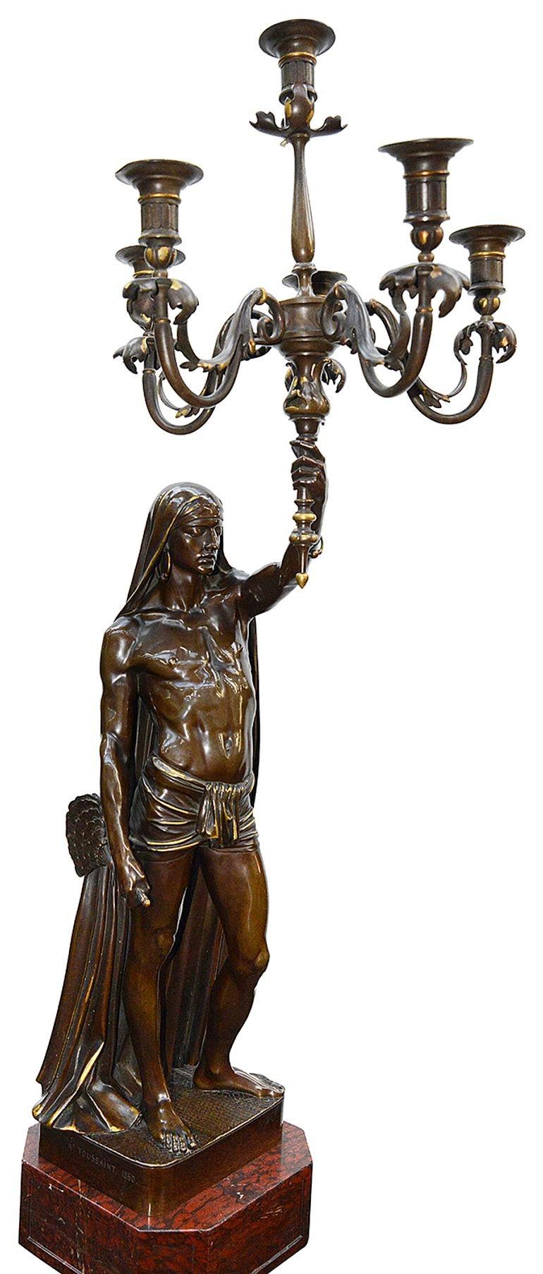 Coppia di candelabri in bronzo del XIX secolo, con timbro Barbedienne. Altezza 208 cm in vendita 2