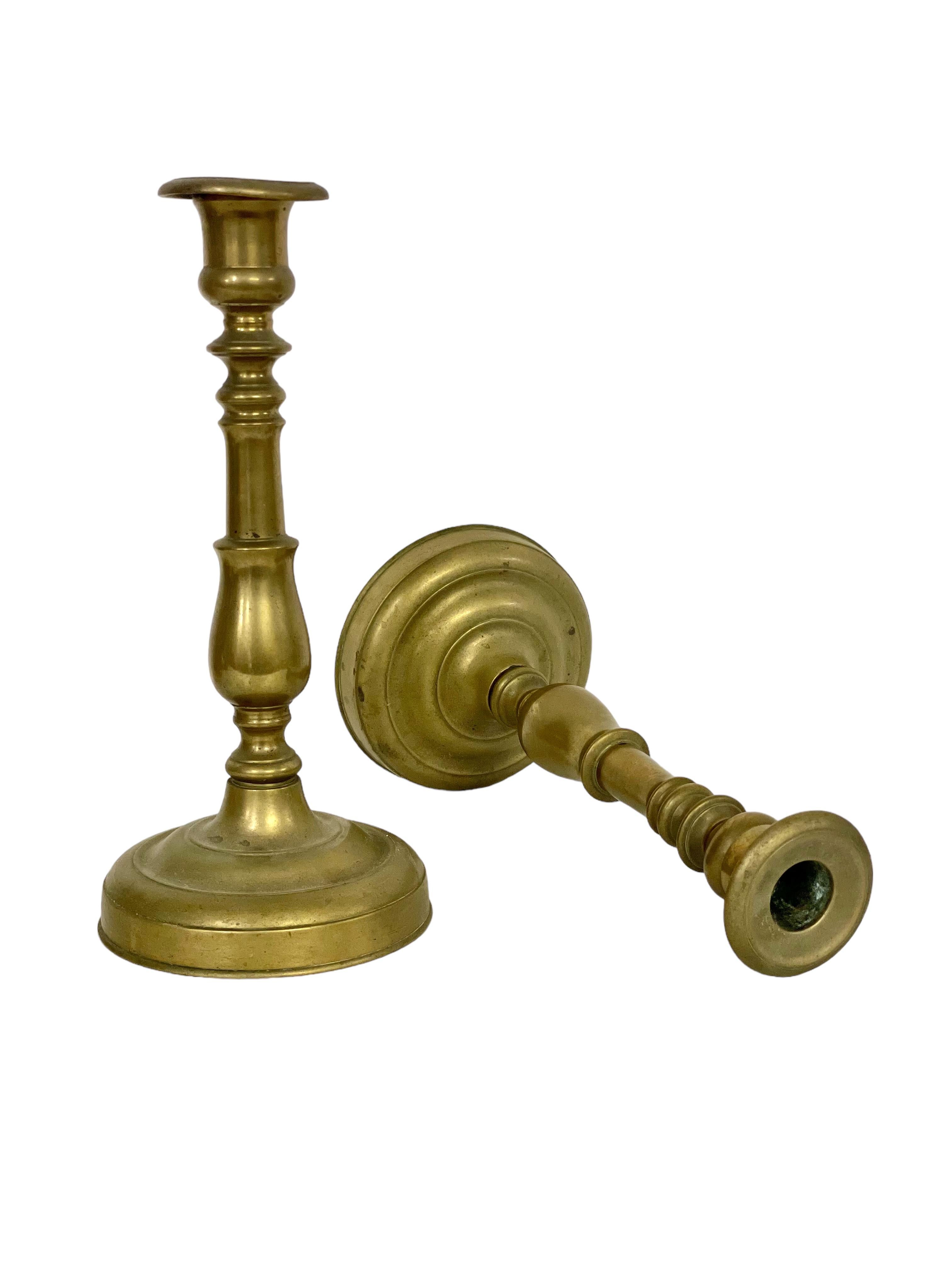 Louis XVI 19th Century Pair of French Bronze Candlestick Holders For Sale