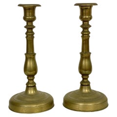 19th Century Pair of French Bronze Candlestick Holders