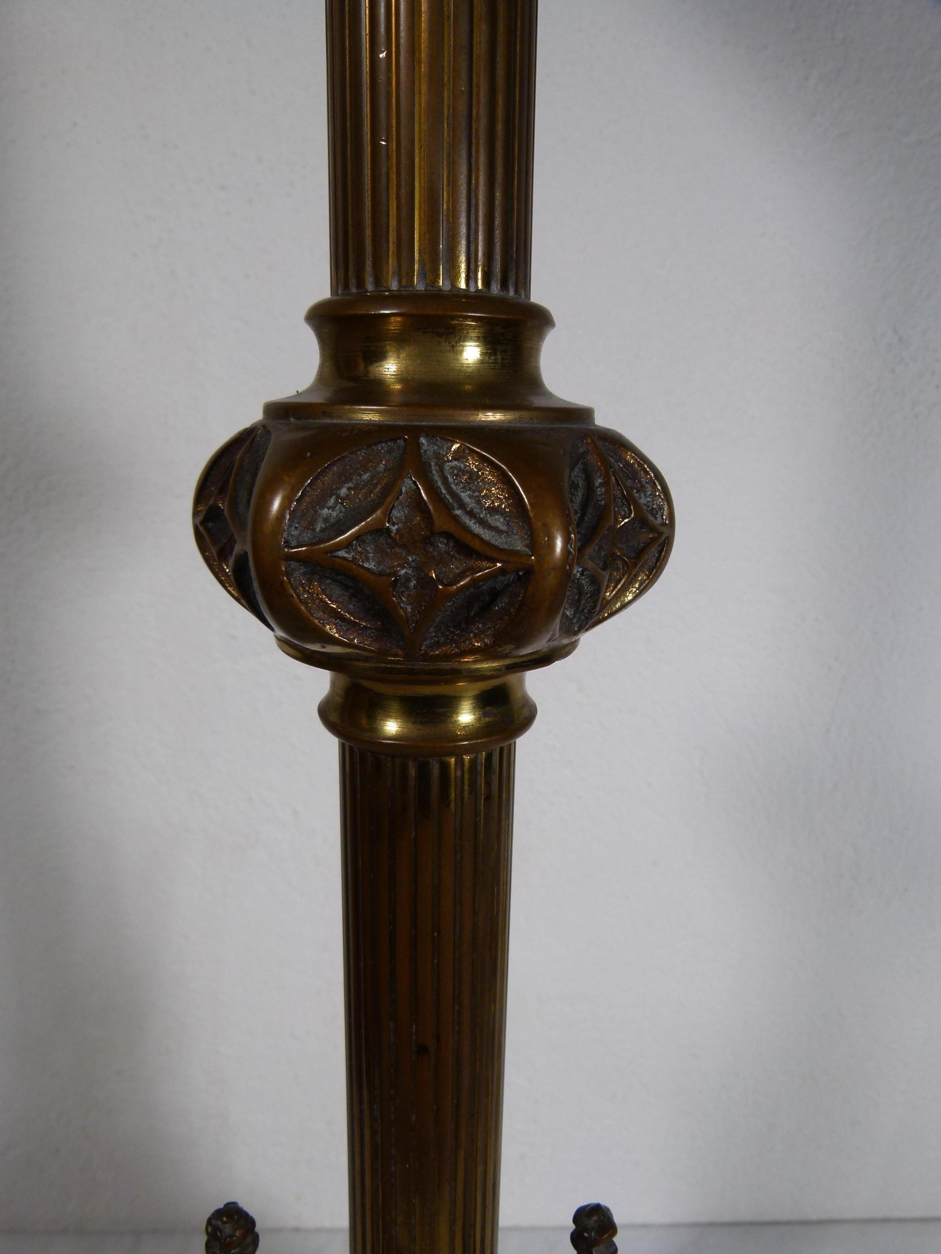Hand-Carved Pair of 19th Century Bronze Candlesticks
