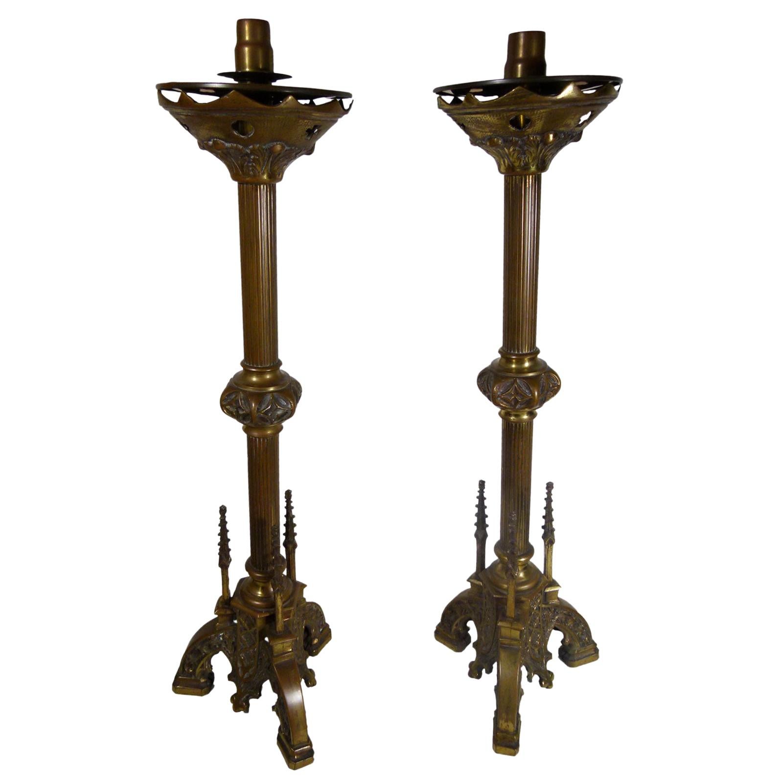 Pair of 19th Century Bronze Candlesticks