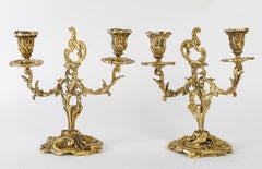 Coppia di candelieri in bronzo del XIX secolo, periodo Napoleone III