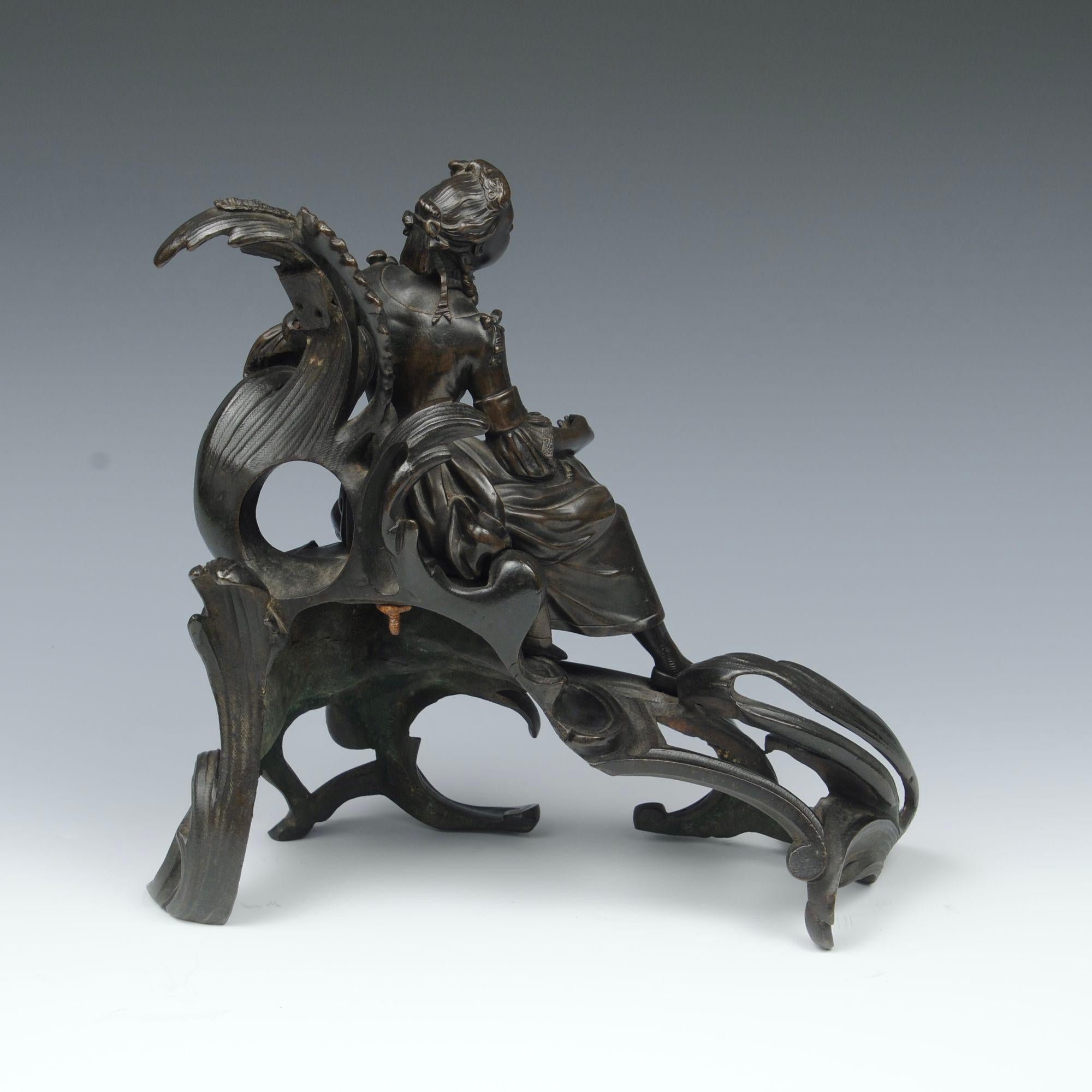 XIXe siècle Paire de Chenets en bronze du 19ème siècle en vente